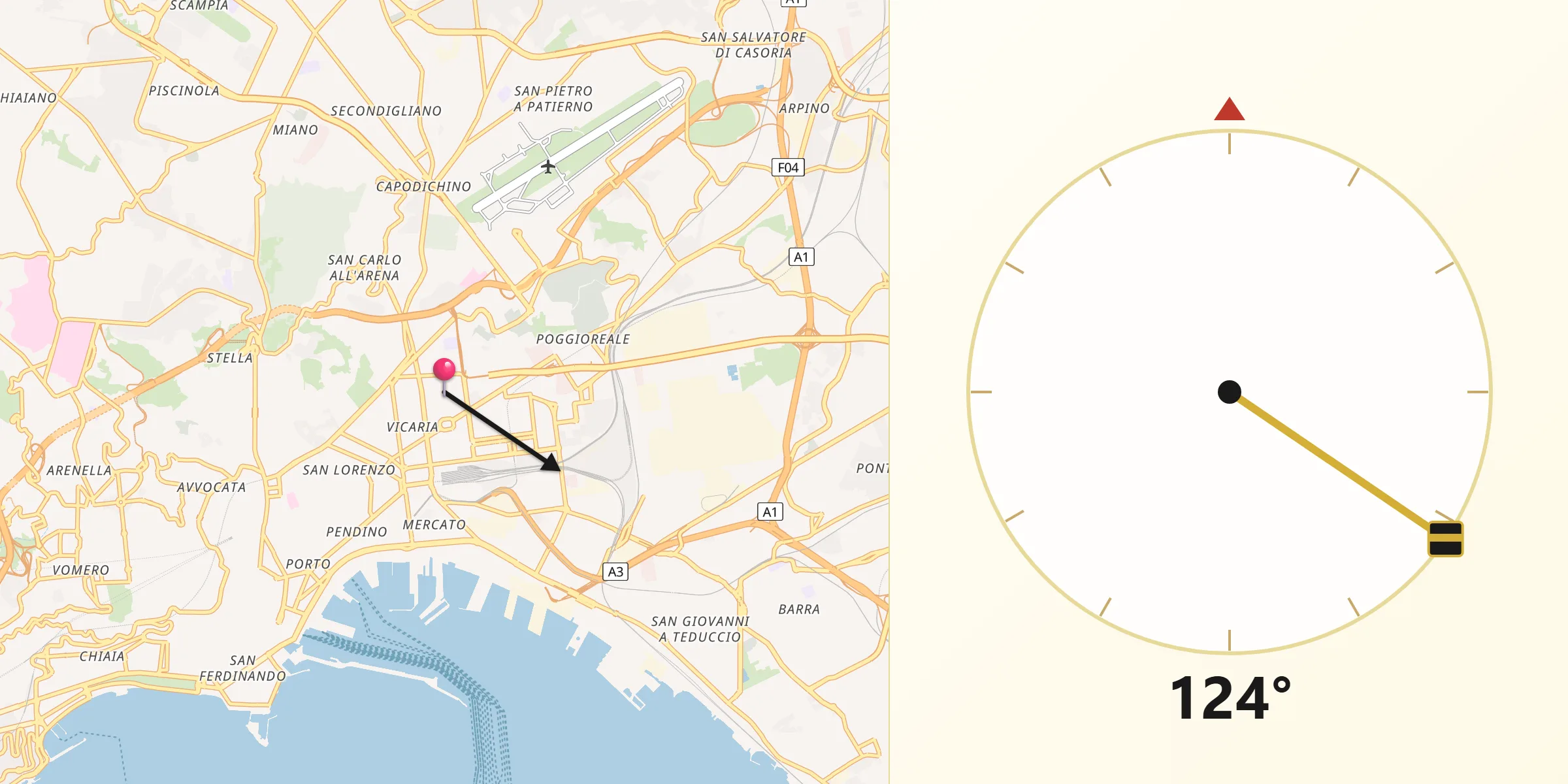 Direzione della Qibla da Vicaria