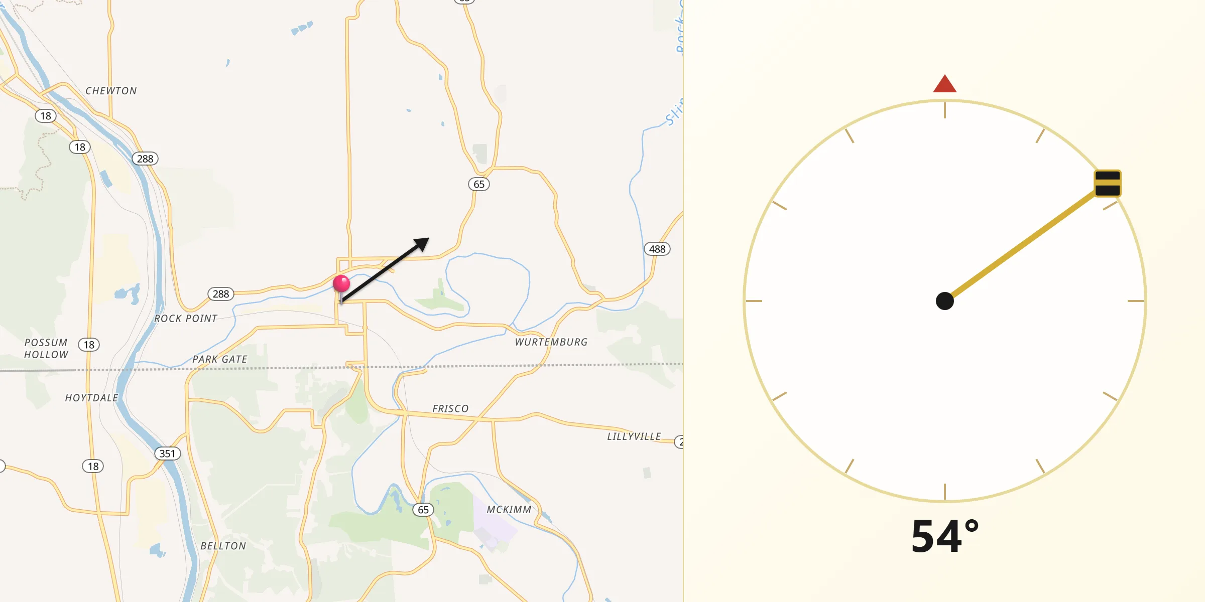 Qibla Direction from Ellwood City