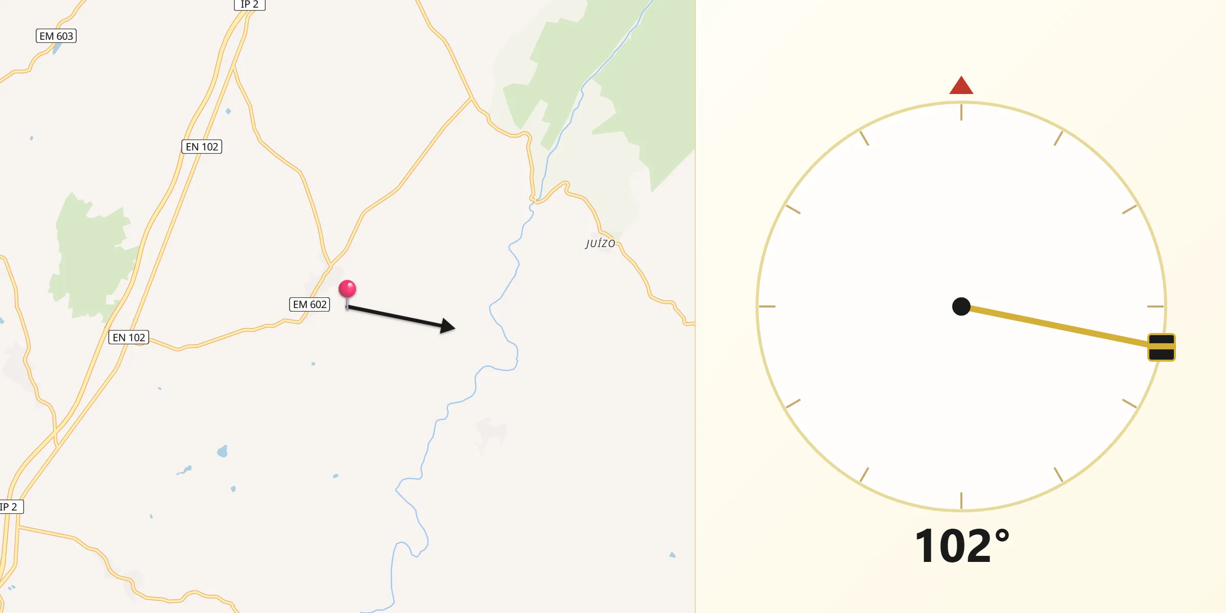 Direção da Qibla a partir de Coriscada