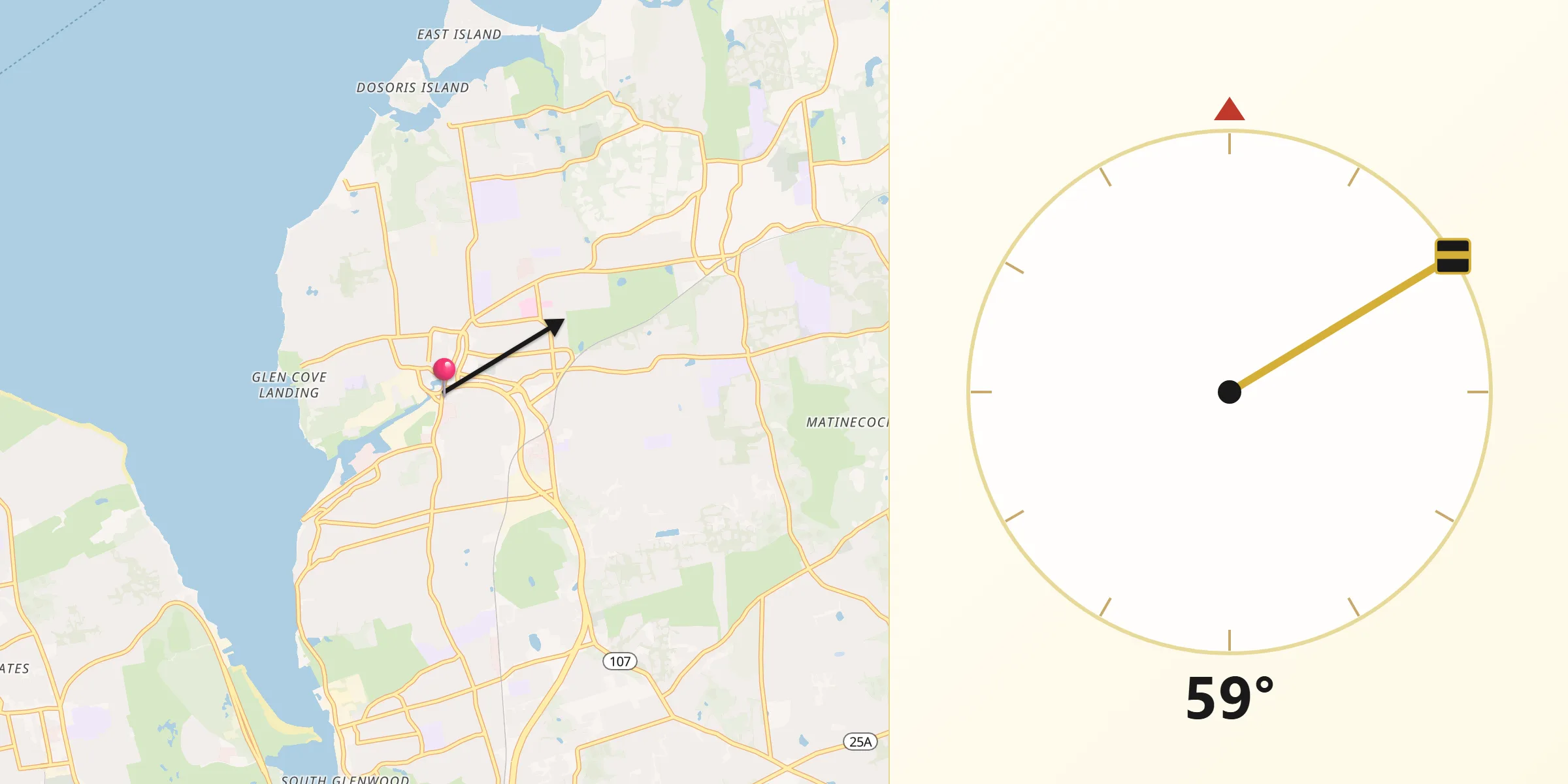 Qibla Direction from Glen Cove