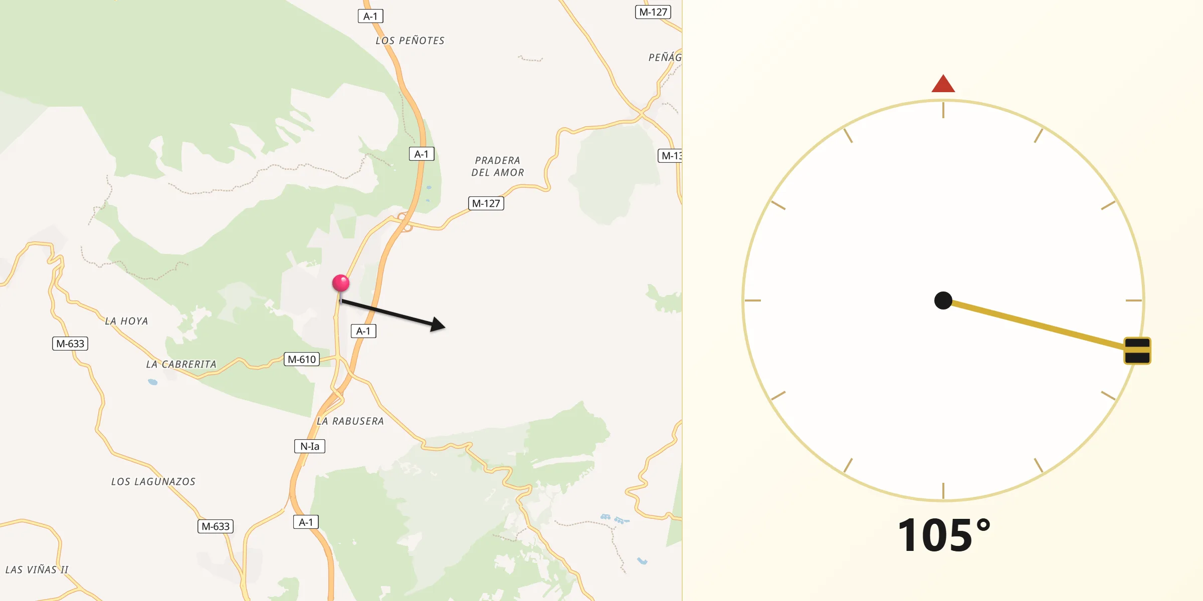 Dirección de la Qibla desde La Cabrera