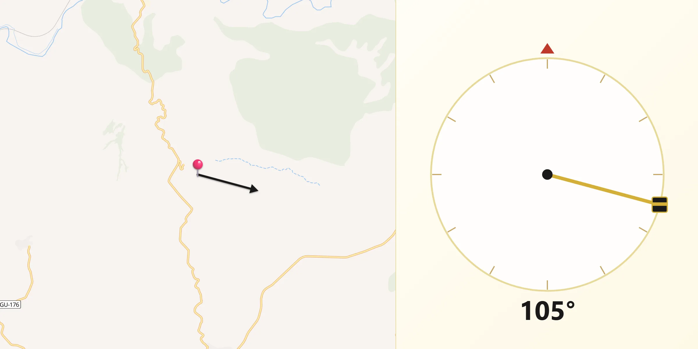 Dirección de la Qibla desde Copernal