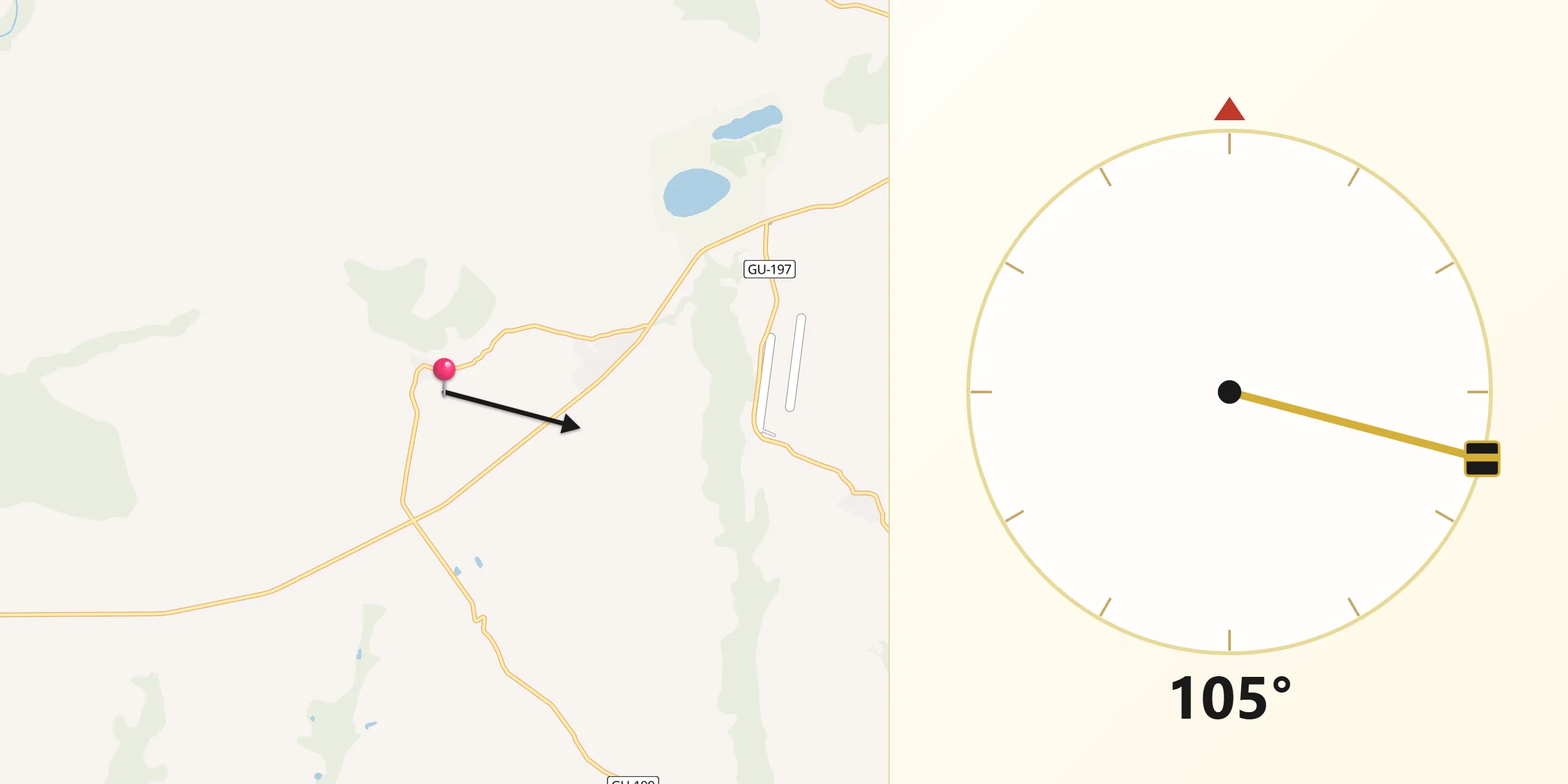 Dirección de la Qibla desde Matarrubia