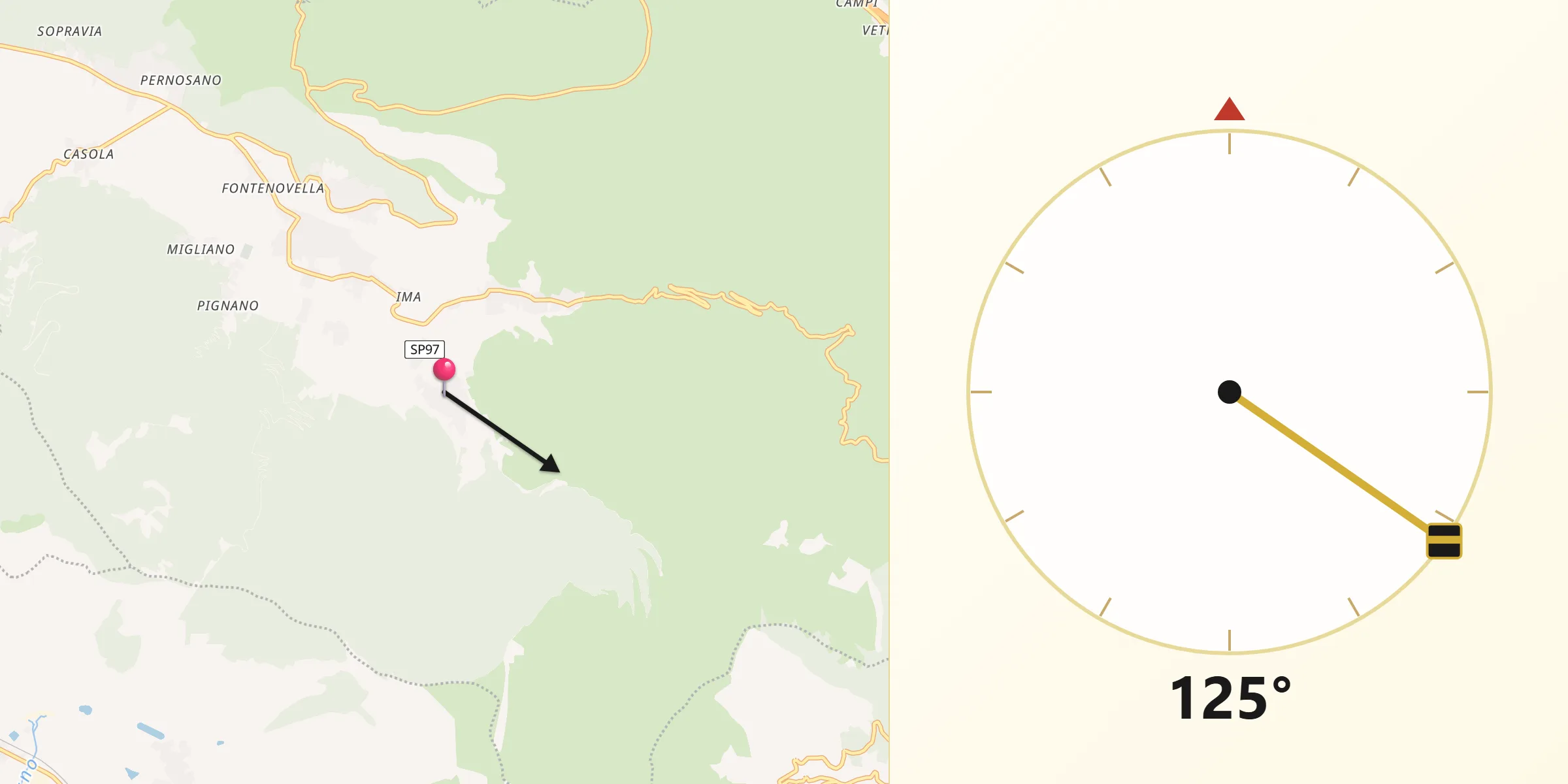 Direzione della Qibla da Quindici