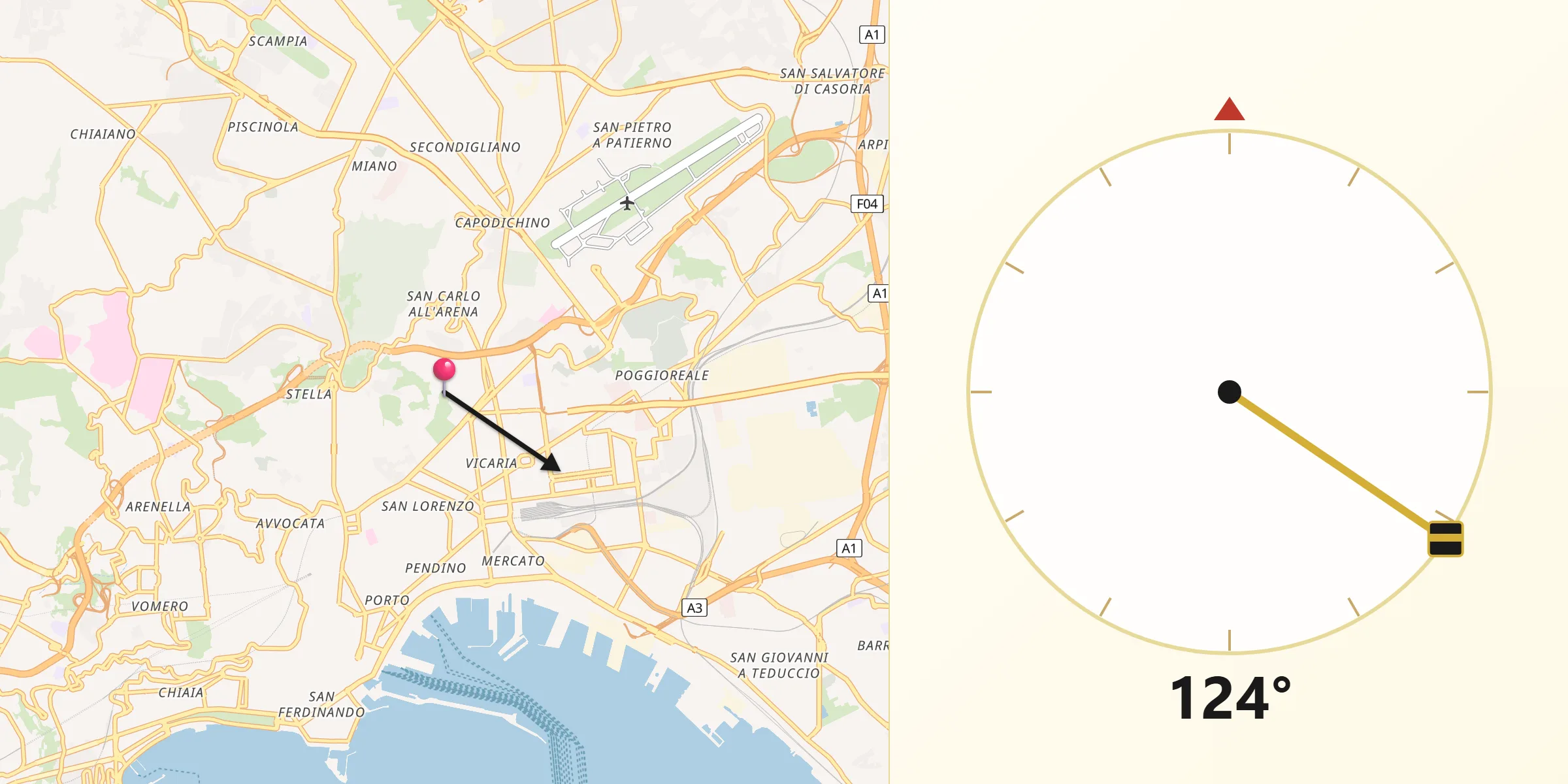 Direzione della Qibla da San Carlo All'Arena