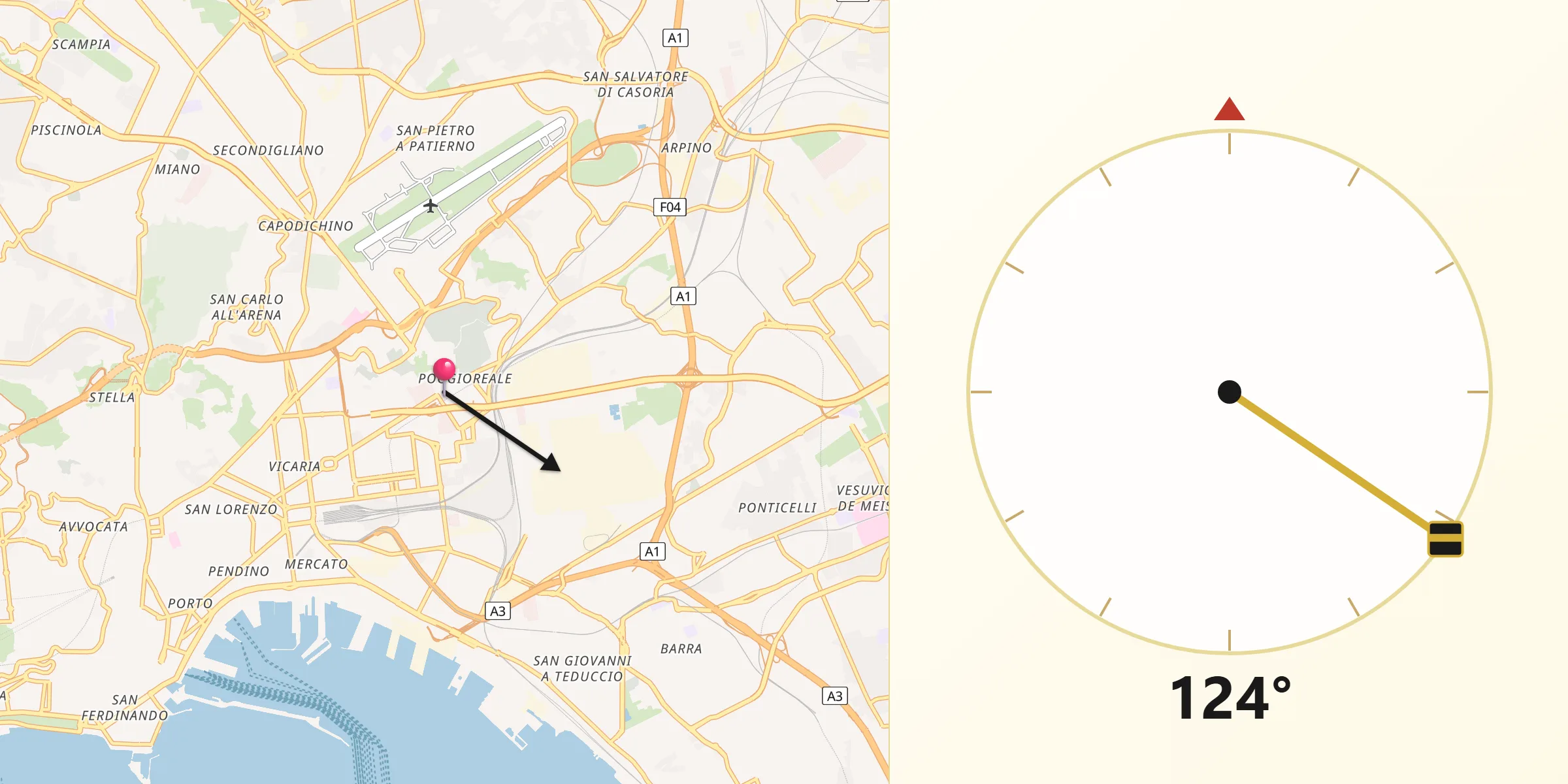 Direzione della Qibla da Poggioreale