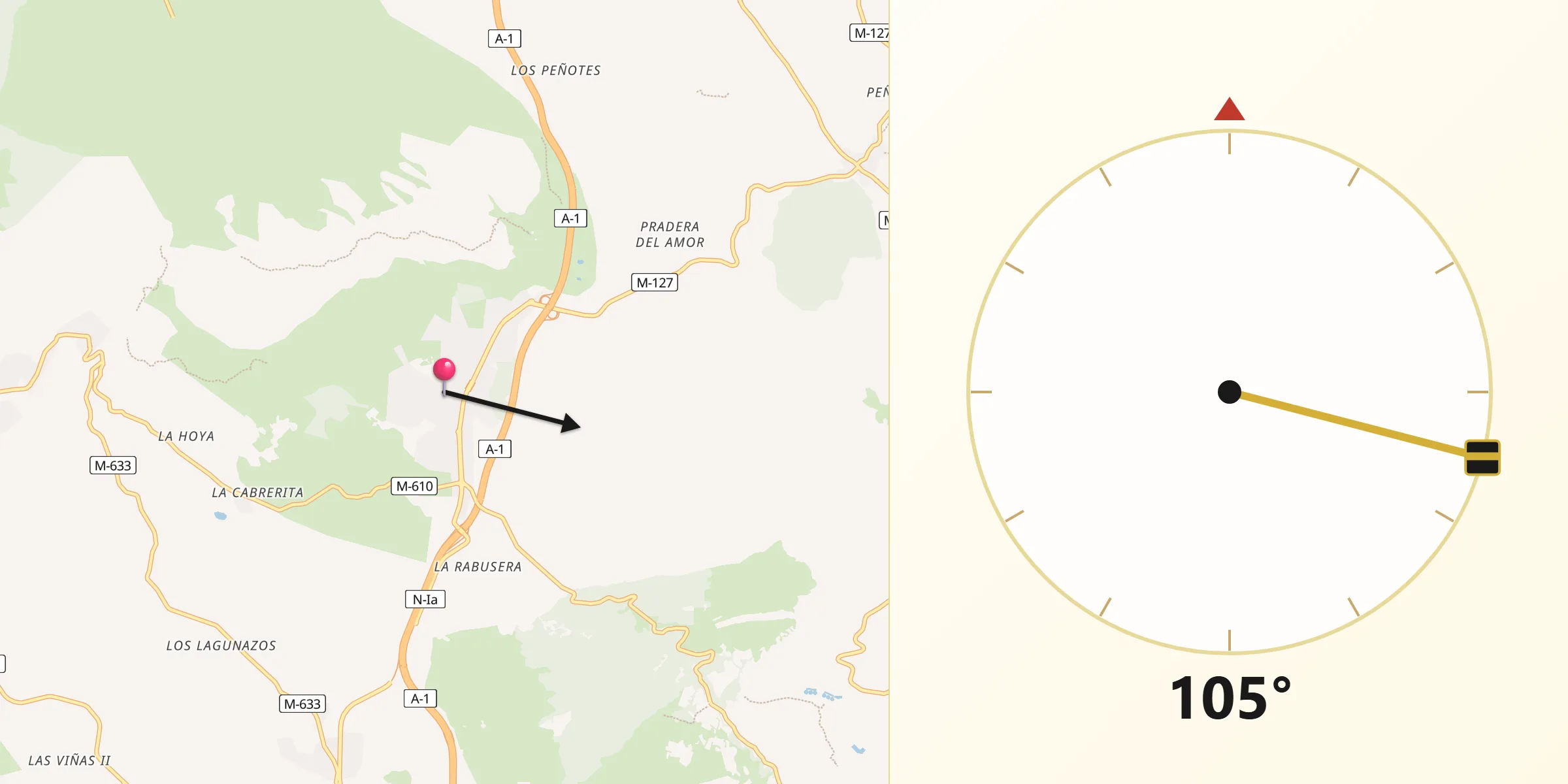 Dirección de la Qibla desde La Cabrera