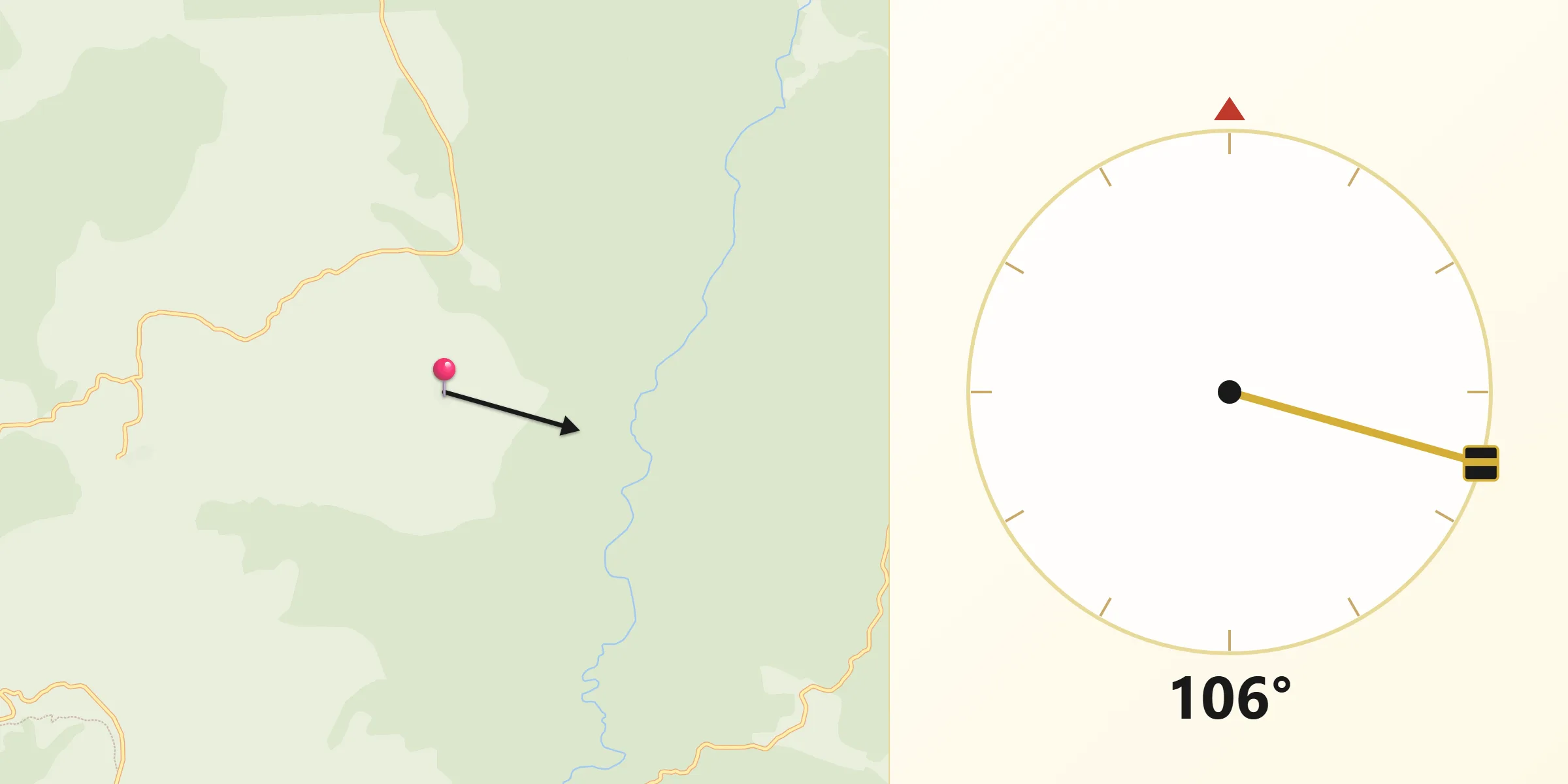 Dirección de la Qibla desde Cobeta