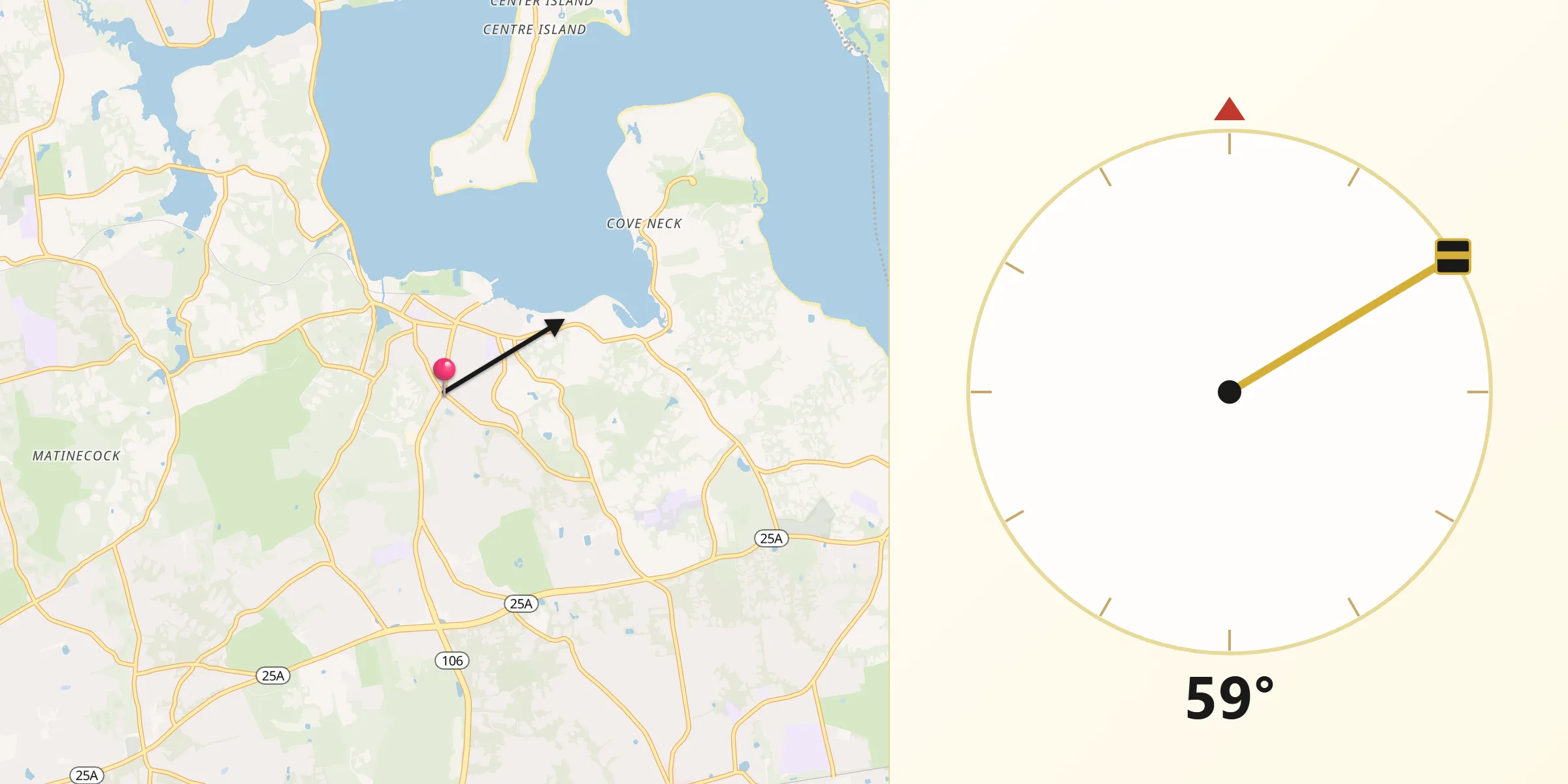 Qibla Direction from Oyster Bay