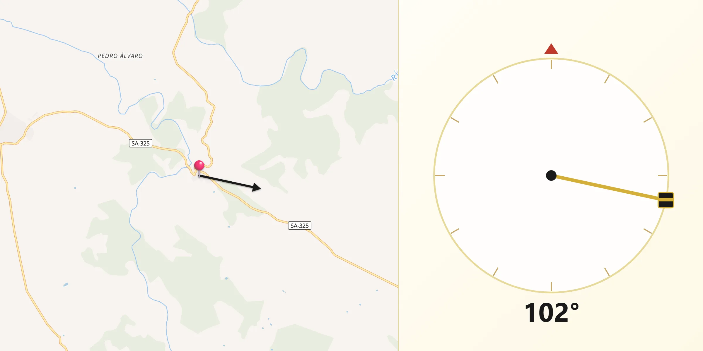 Dirección de la Qibla desde Villares de Yeltes