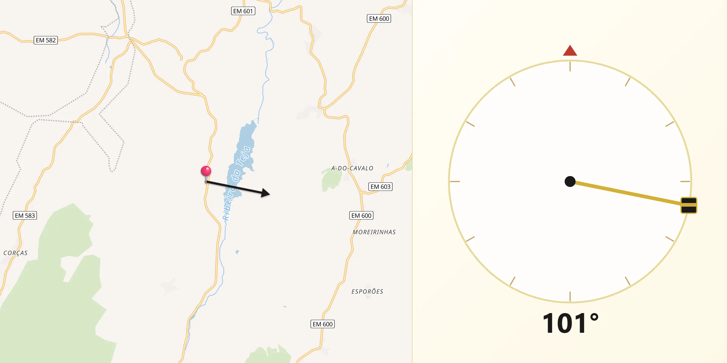 Direção da Qibla a partir de Terrenho
