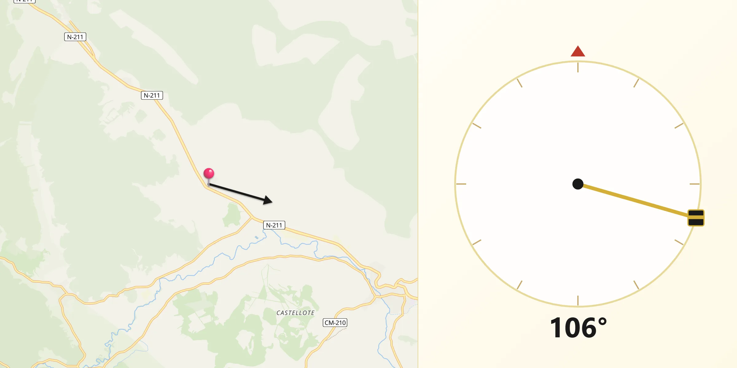 Dirección de la Qibla desde Rillo de Gallo