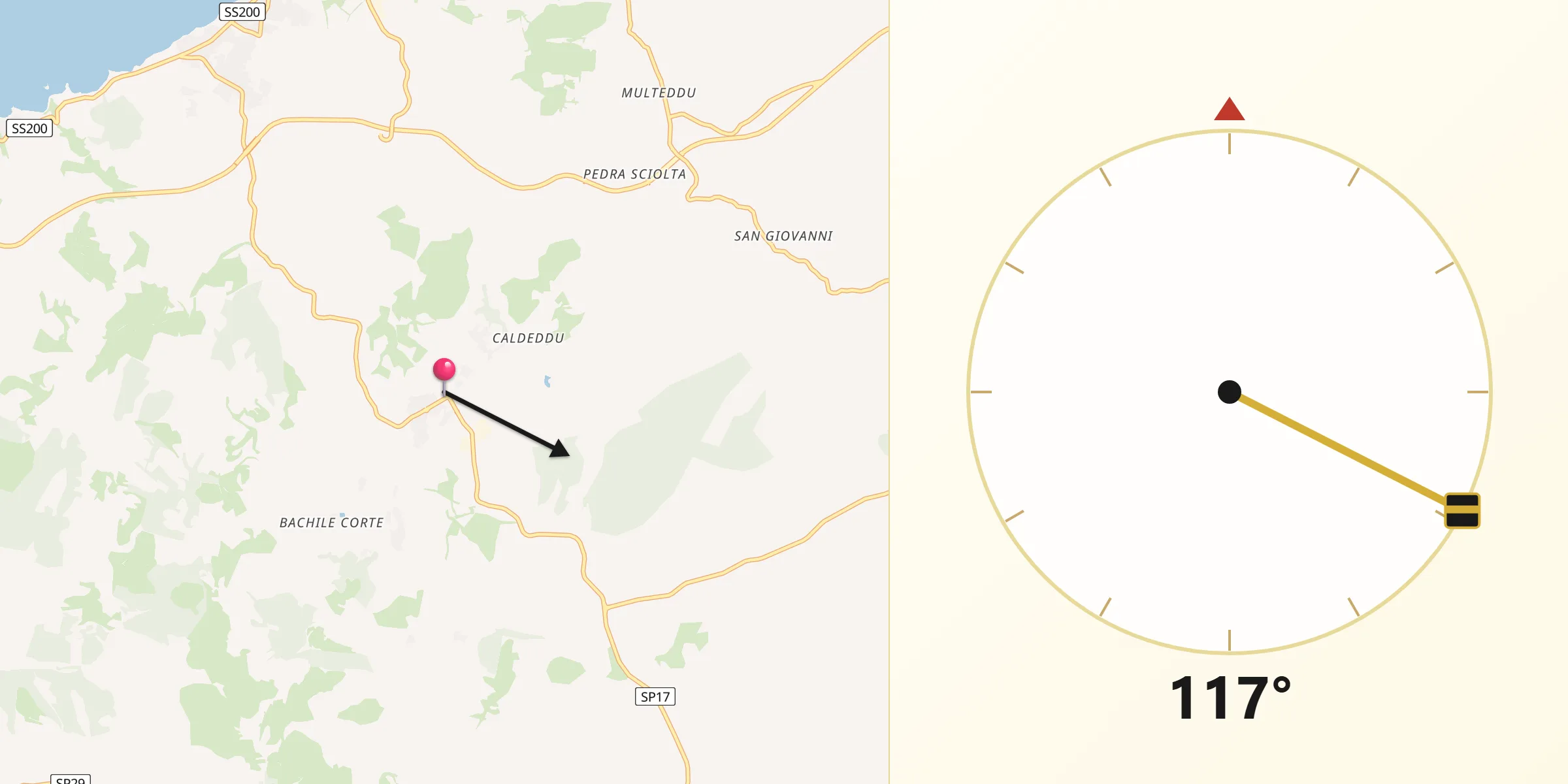 Direzione della Qibla da Tergu