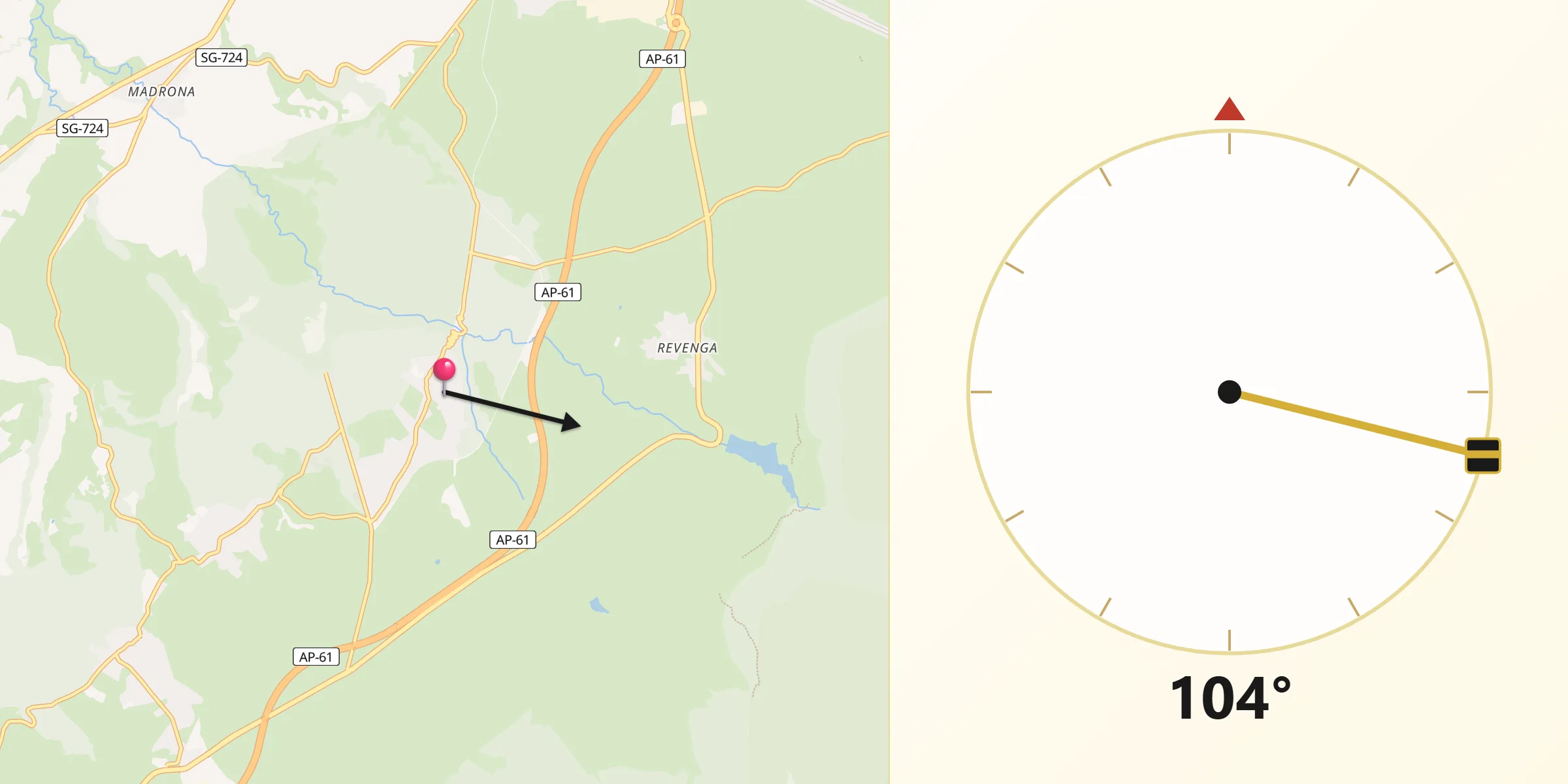 Dirección de la Qibla desde Navas de Riofrío