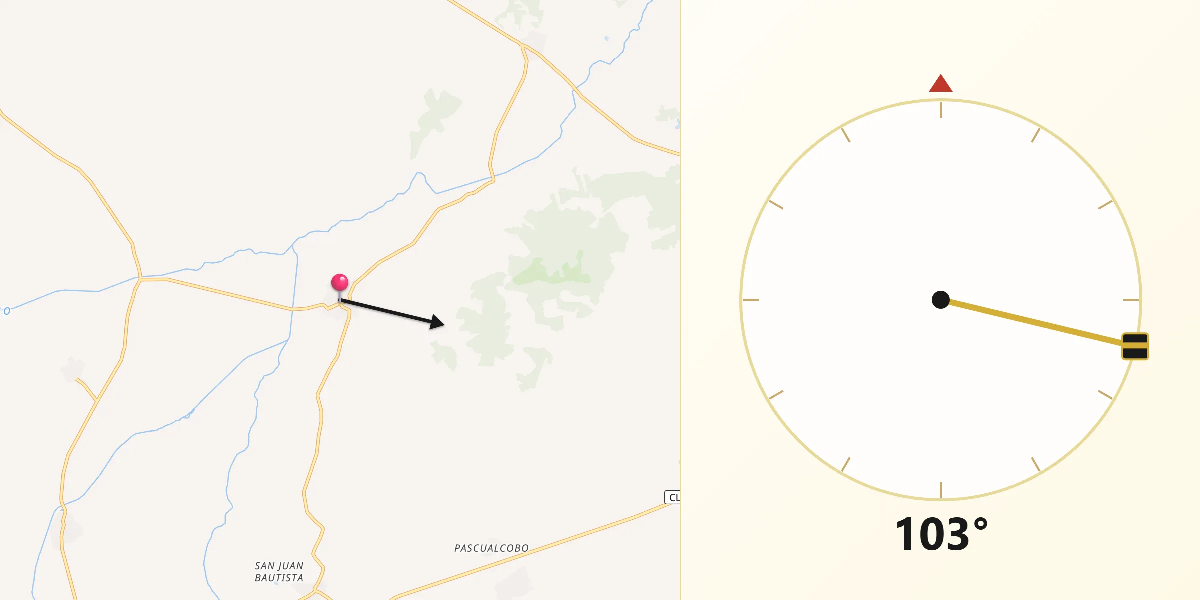 Dirección de la Qibla desde Papatrigo