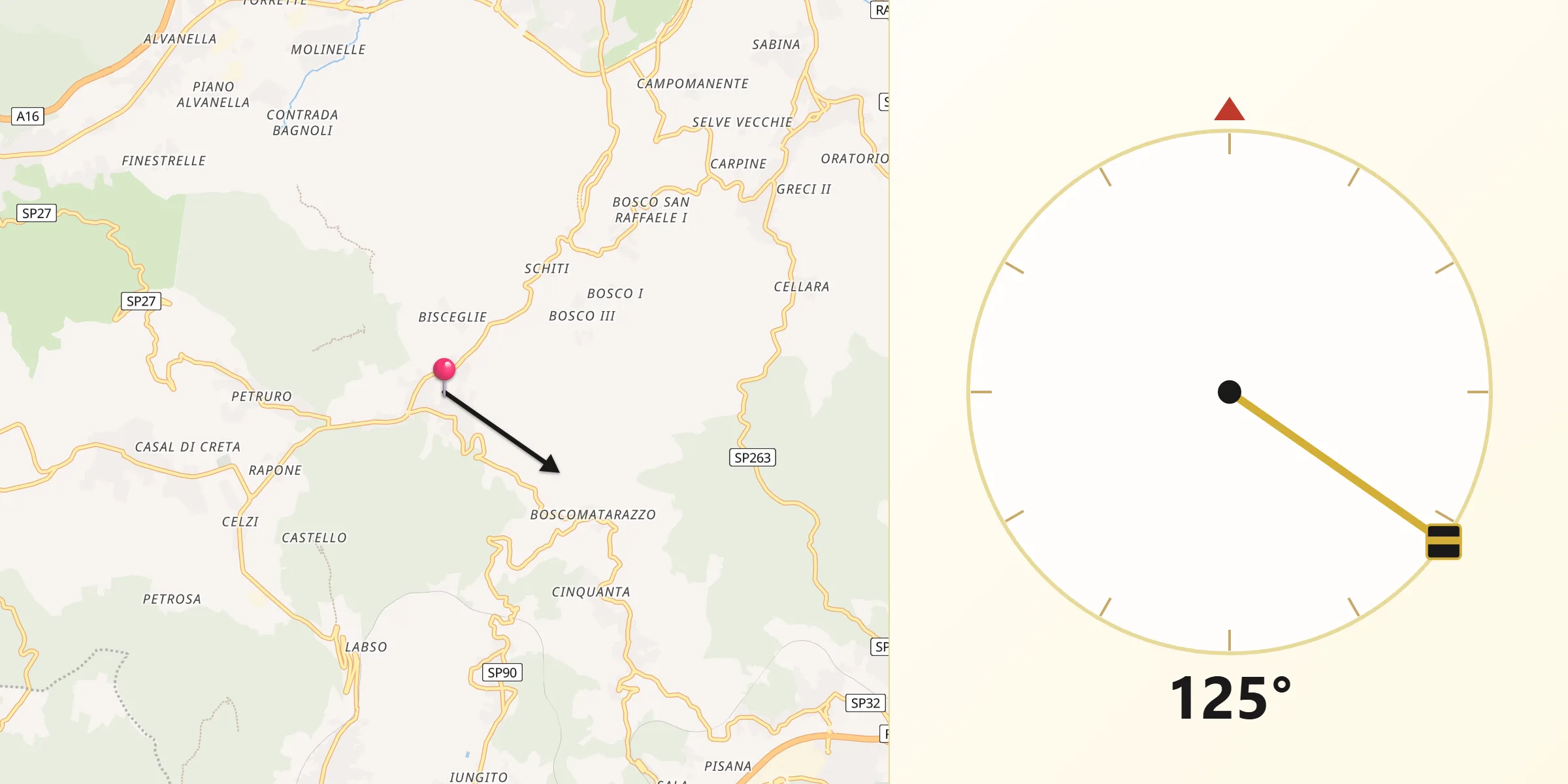 Direzione della Qibla da Contrada