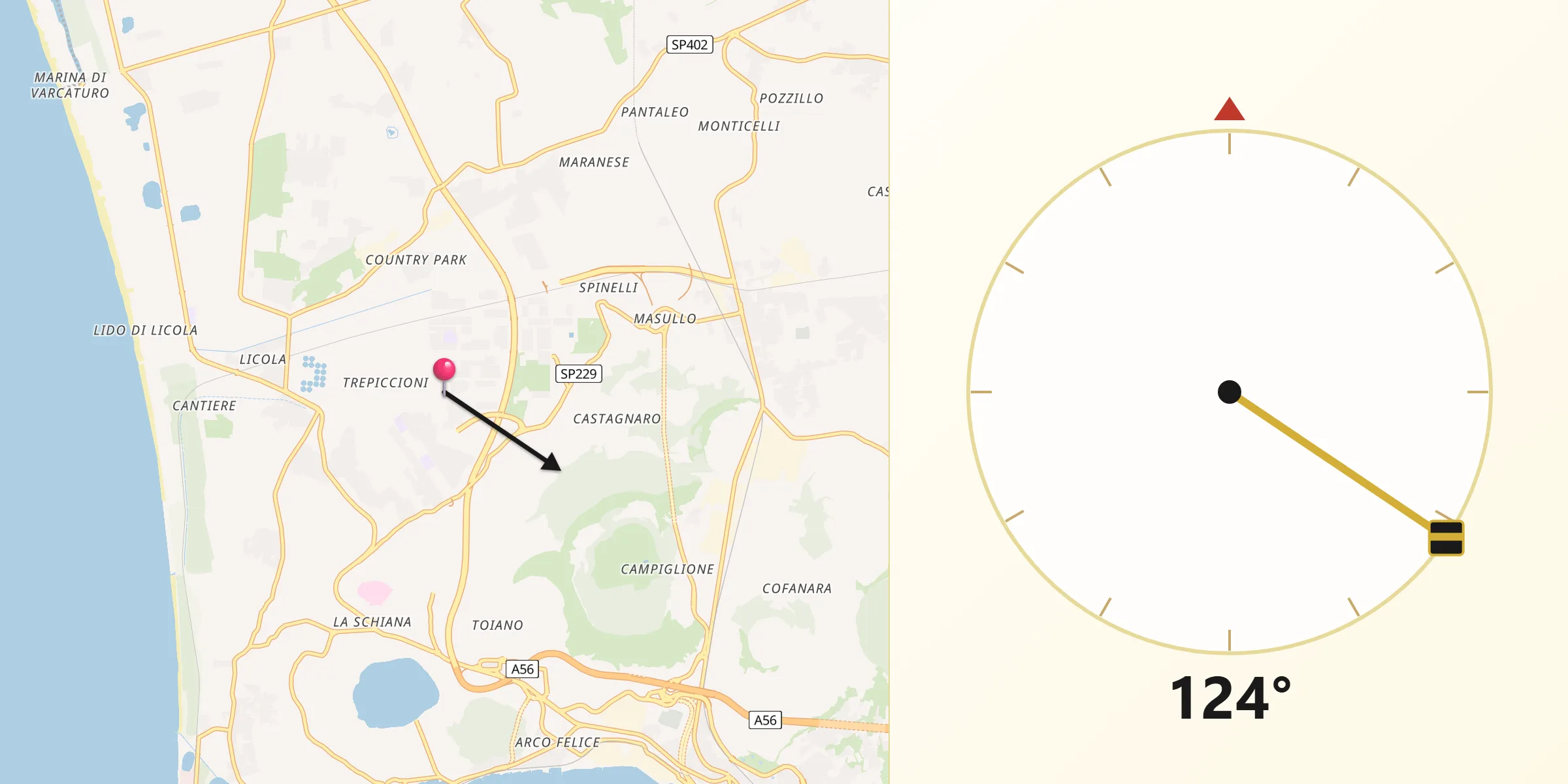 Direzione della Qibla da Monterusciello