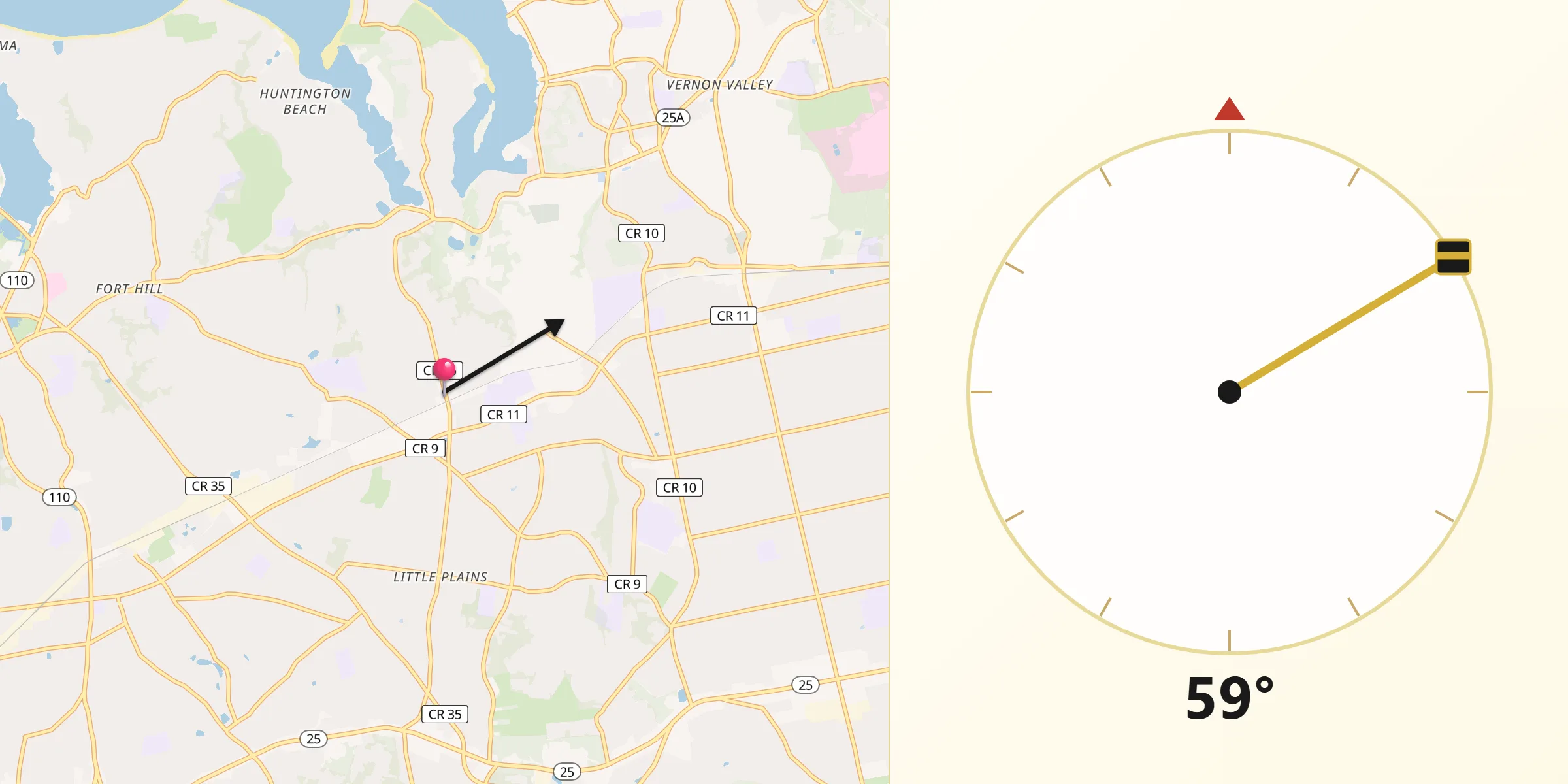 Qibla Direction from Greenlawn