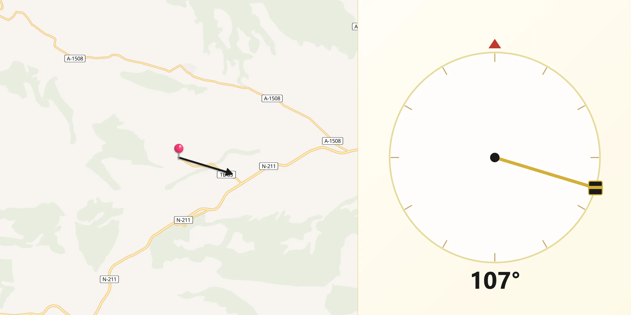 Dirección de la Qibla desde Fuenferrada