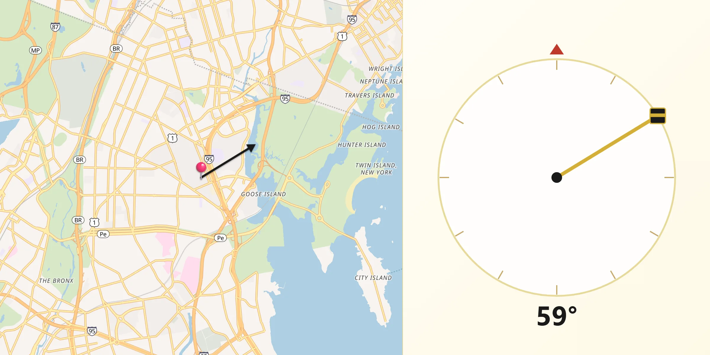 Qibla Direction from Baychester