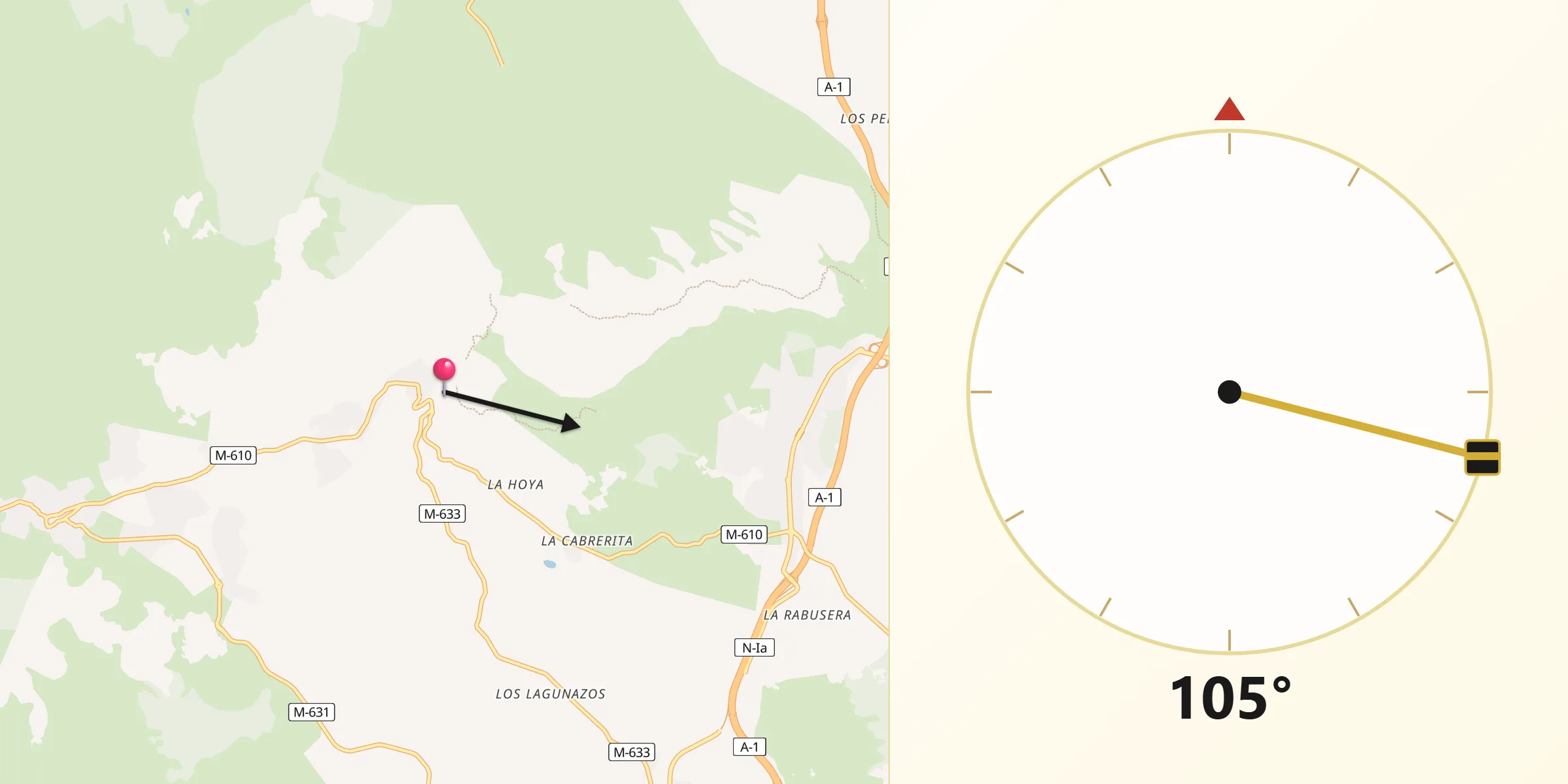 Dirección de la Qibla desde Valdemanco