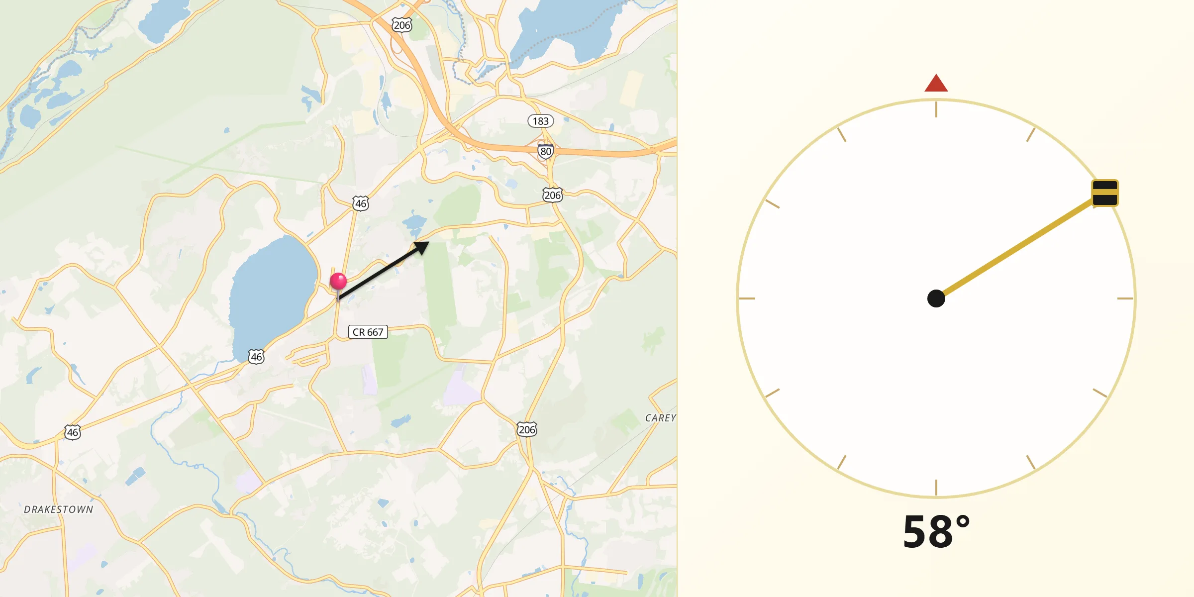 Qibla Direction from Budd Lake