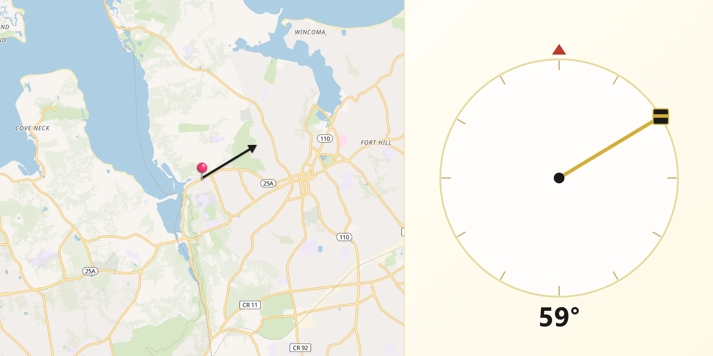 Qibla Direction from Cold Spring Harbor
