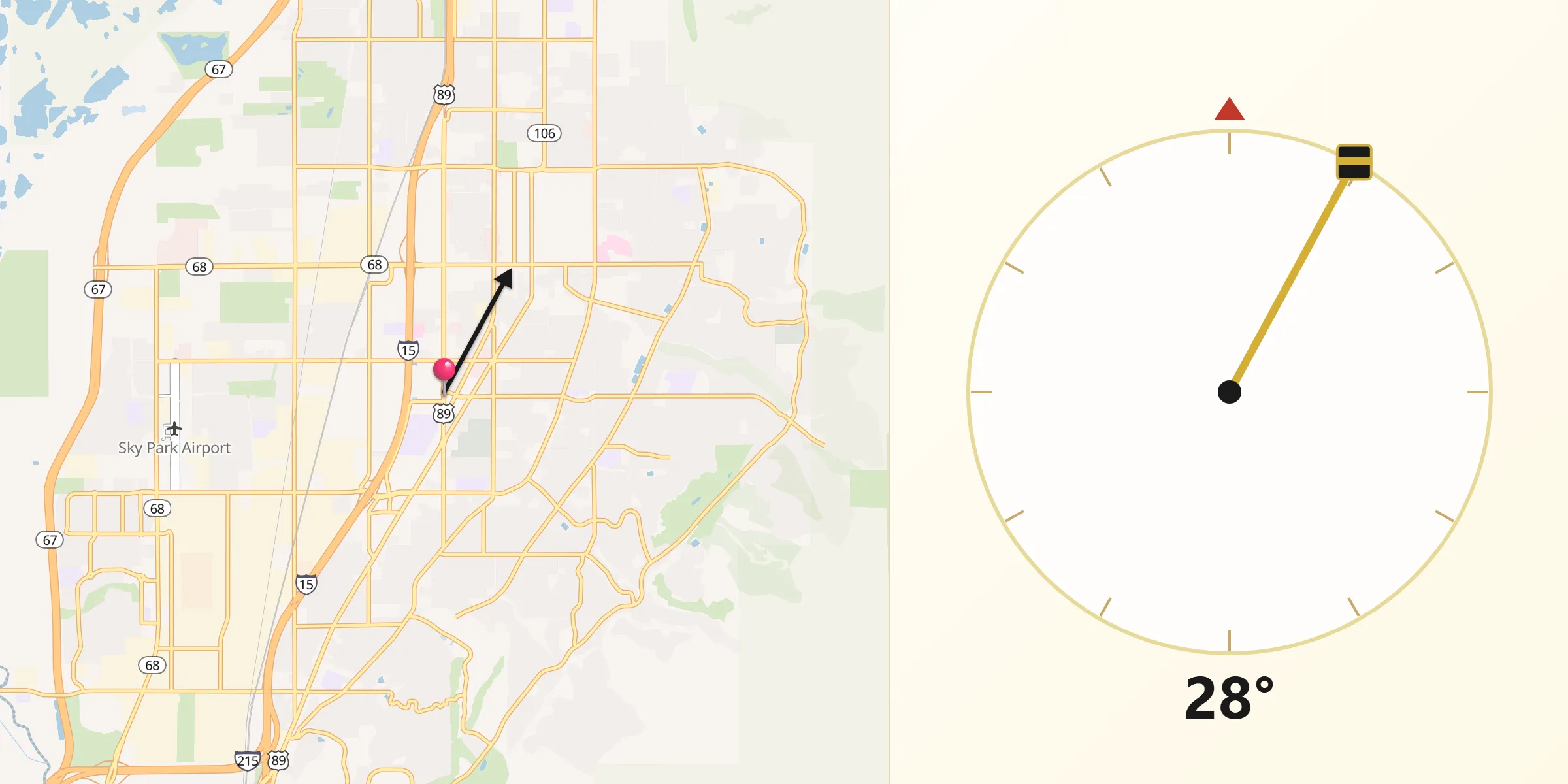 Qibla Direction from Woods Cross