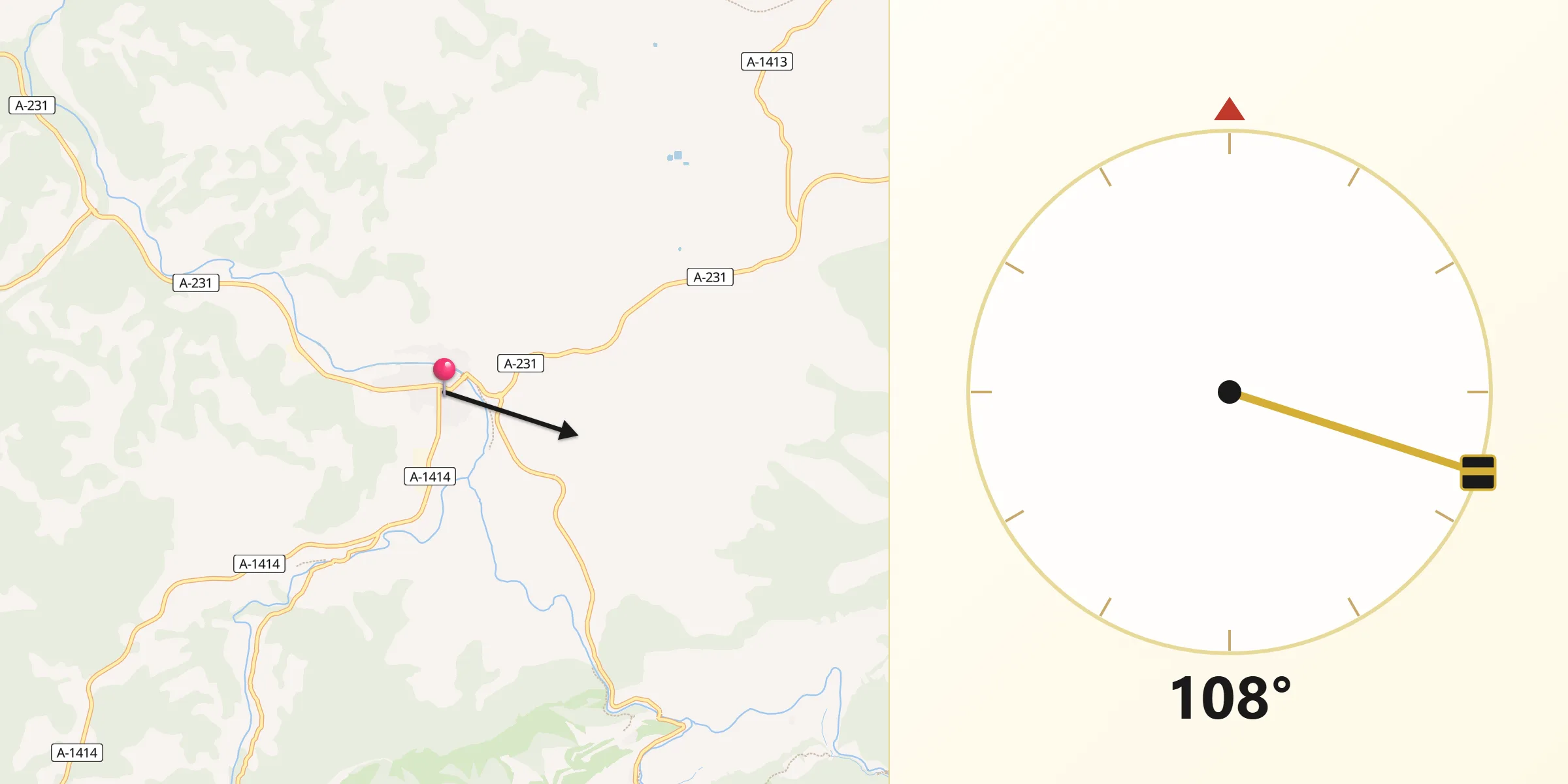 Dirección de la Qibla desde Valderrobres