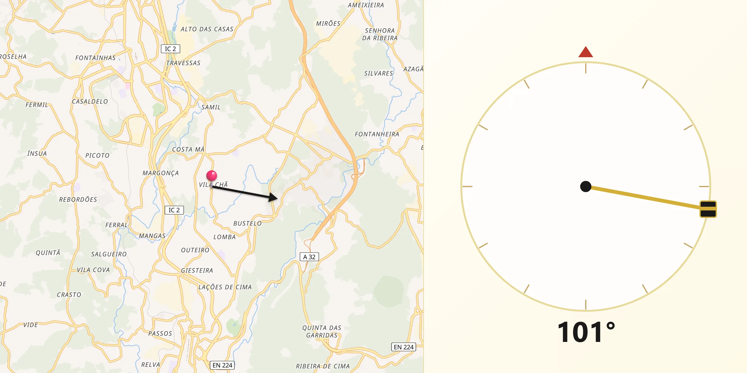 Direção da Qibla a partir de São Roque