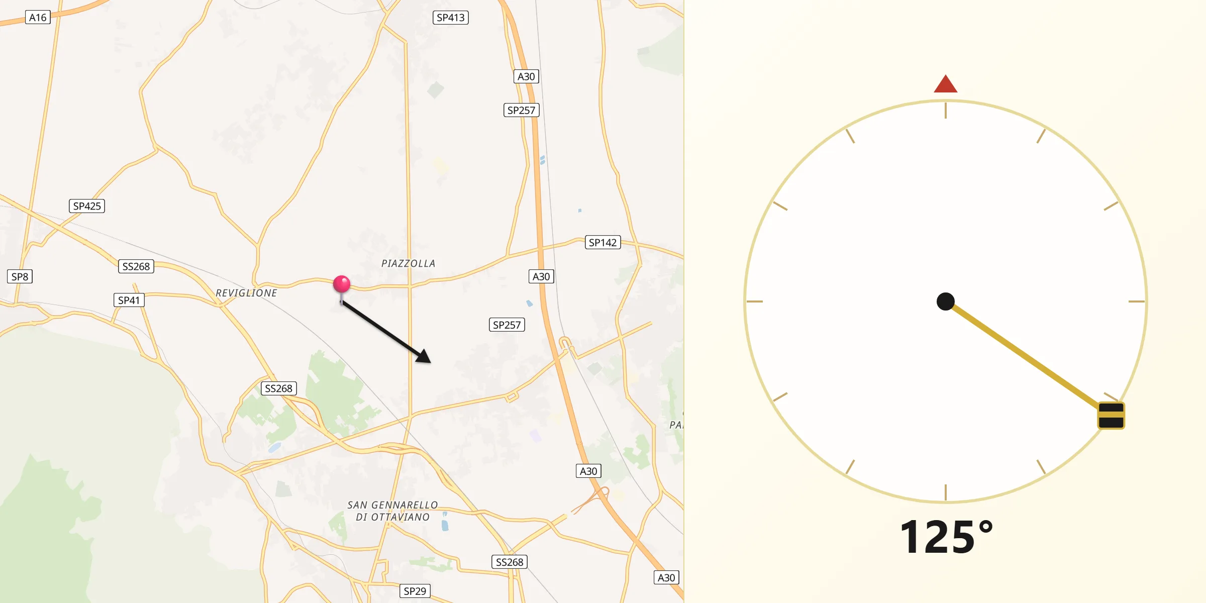 Direzione della Qibla da Piazzola