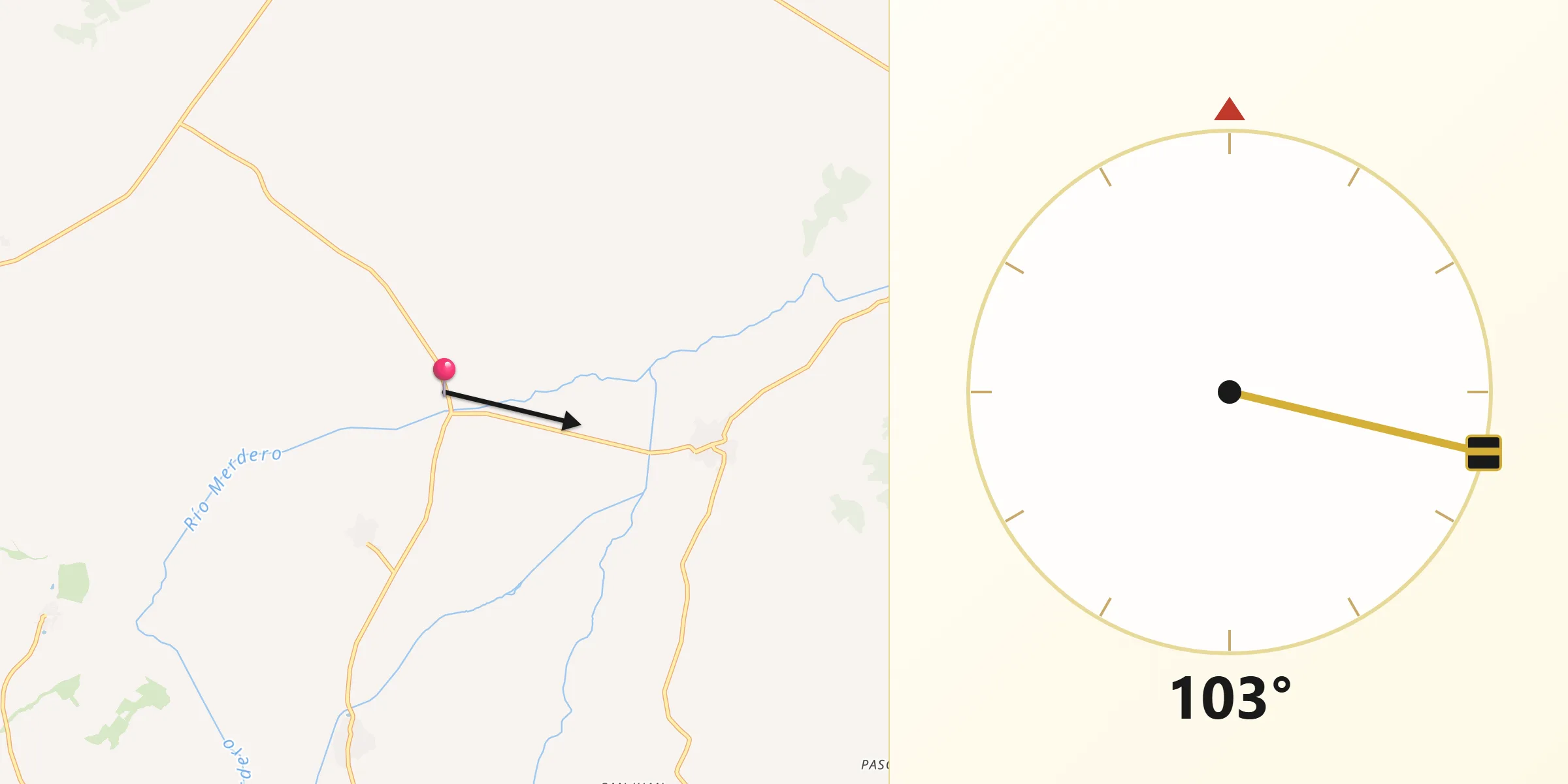 Dirección de la Qibla desde Narros de Saldueña