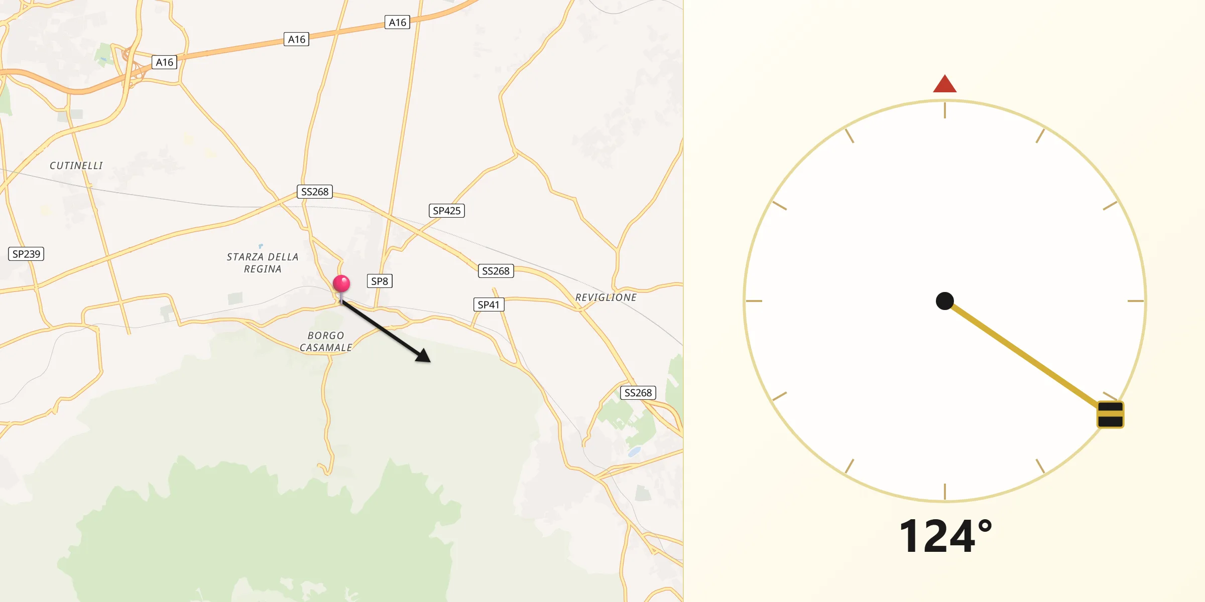 Direzione della Qibla da Somma Vesuviana