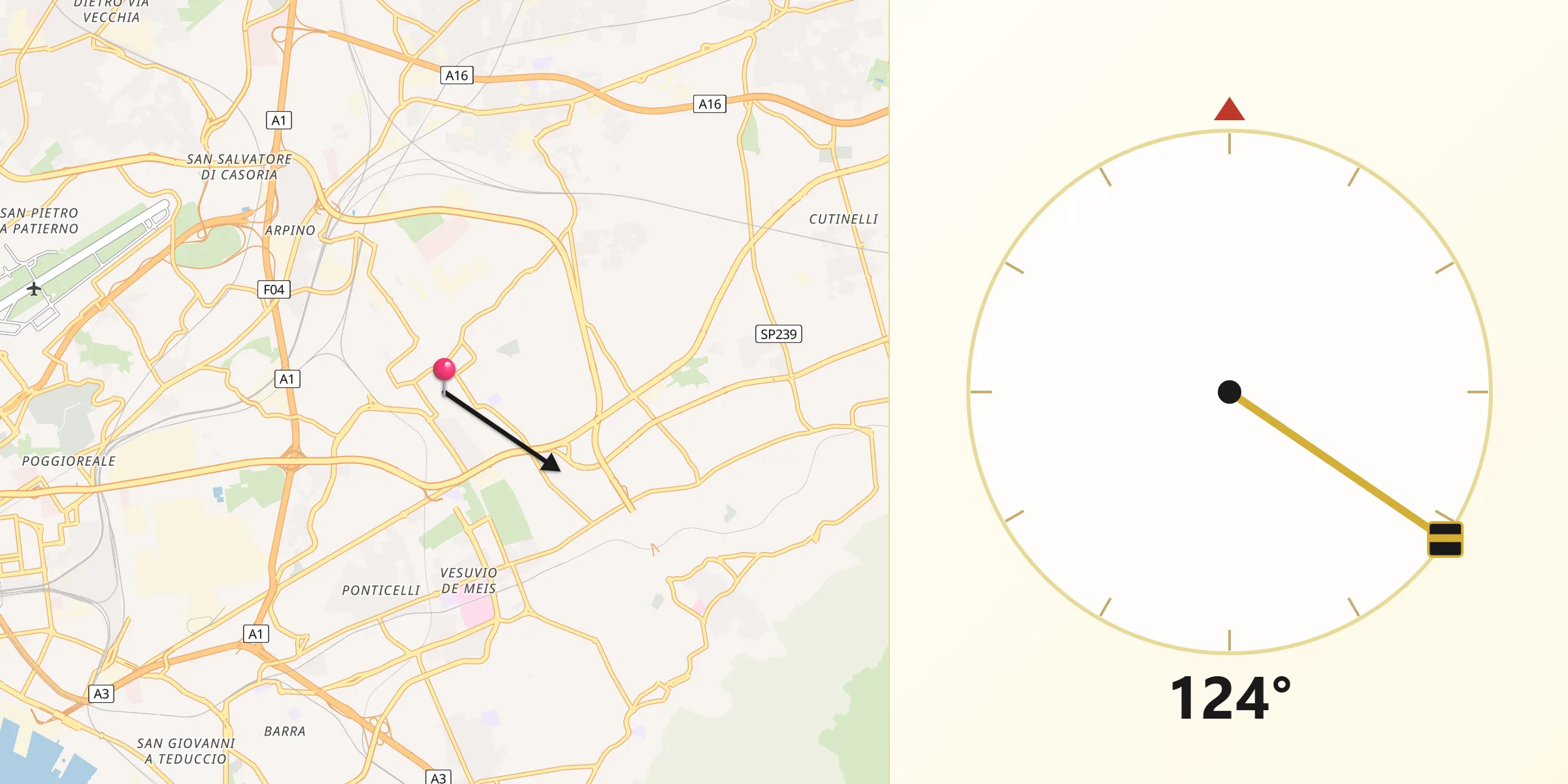 Direzione della Qibla da Volla