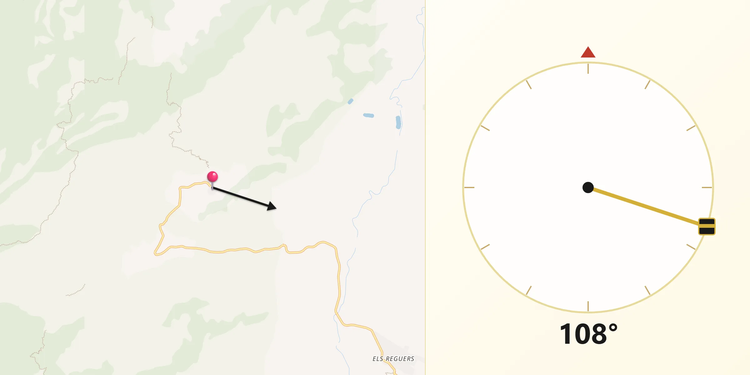 Dirección de la Qibla desde Alfara de Carles