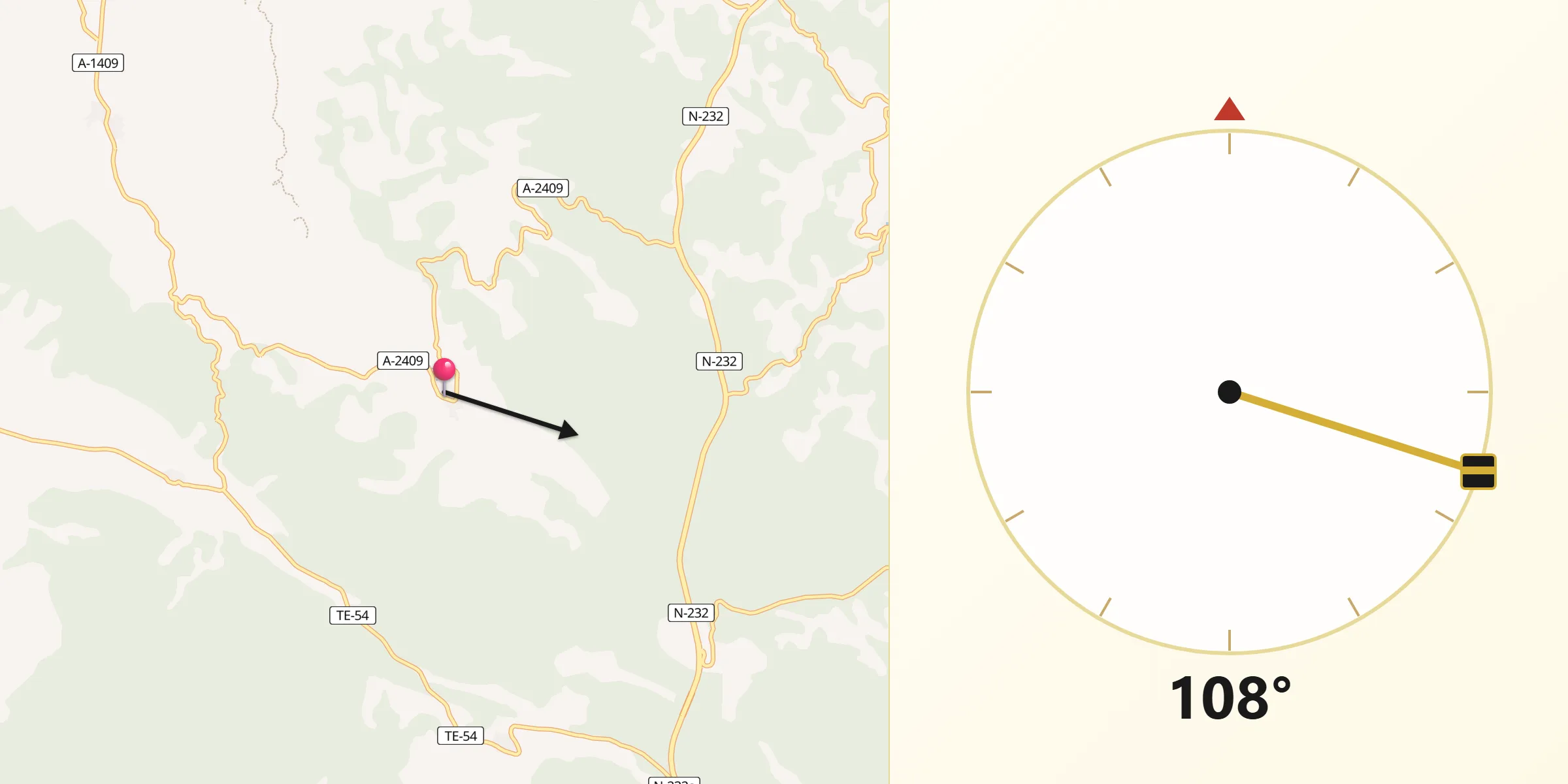 Dirección de la Qibla desde Belmonte de San José