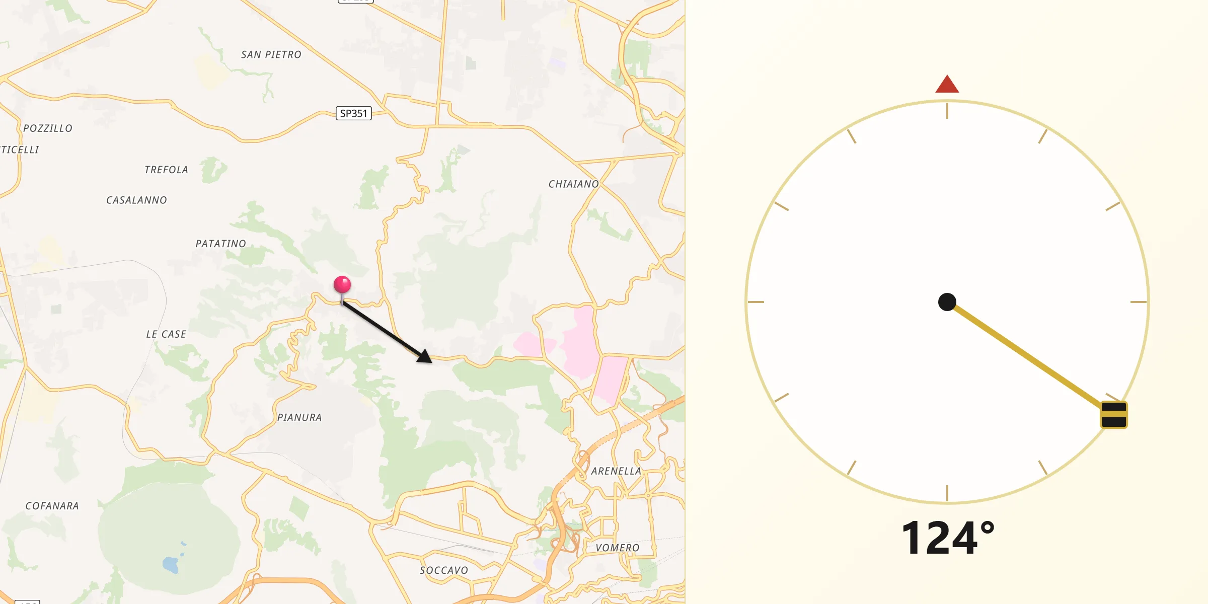 Direzione della Qibla da Torre Caracciolo