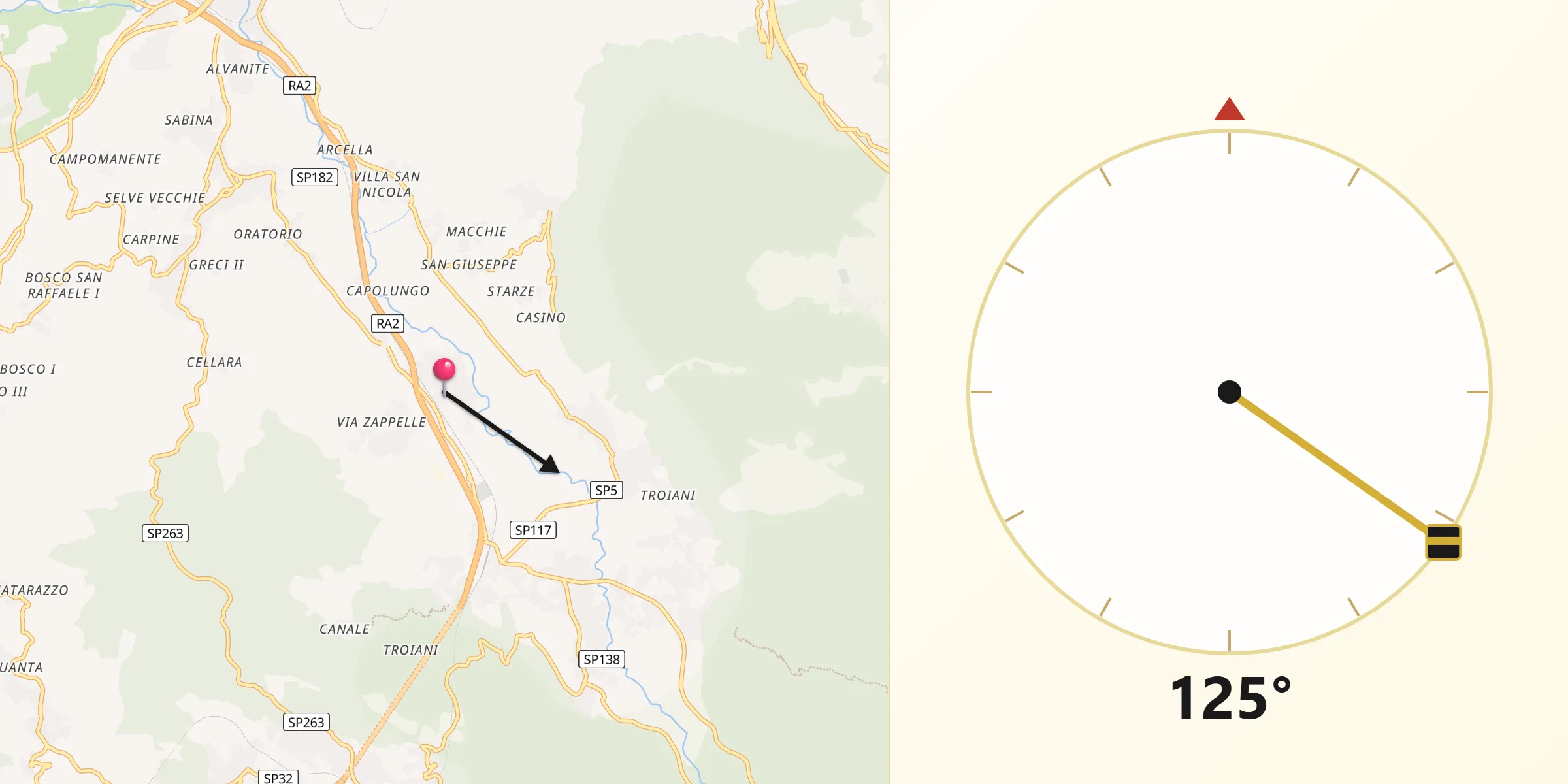 Direzione della Qibla da San Michele di Serino