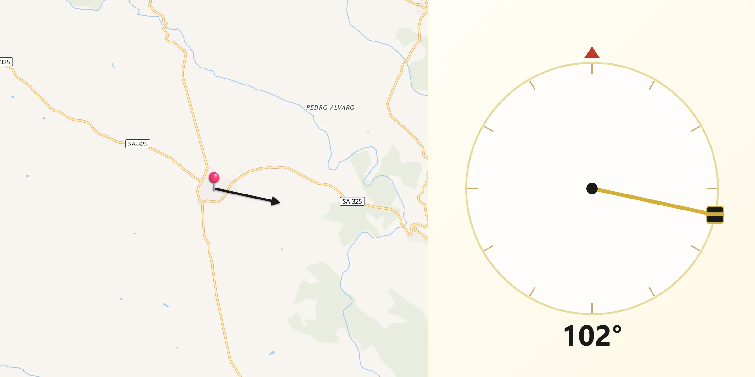 Dirección de la Qibla desde Villavieja de Yeltes