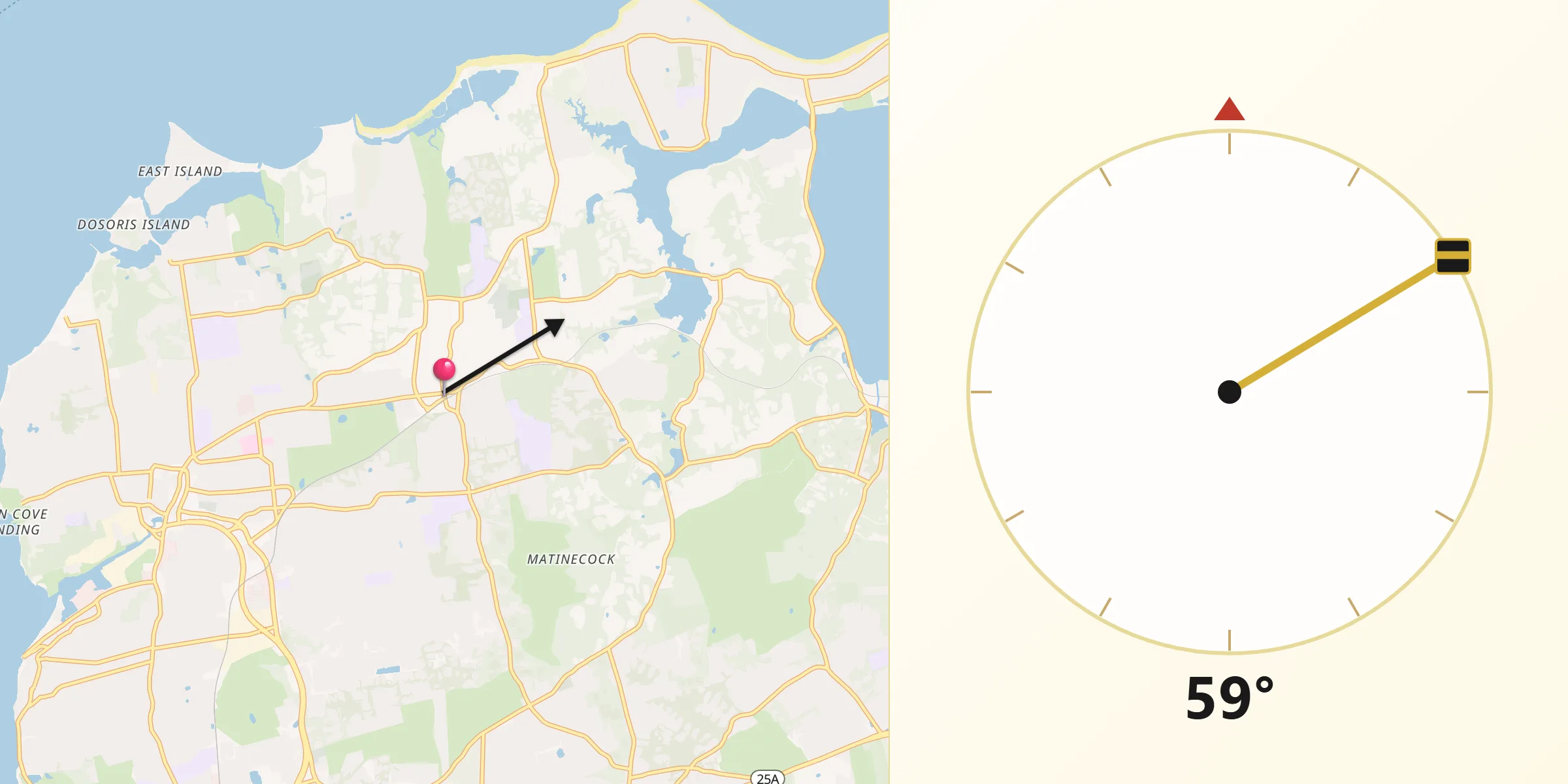 Qibla Direction from Locust Valley