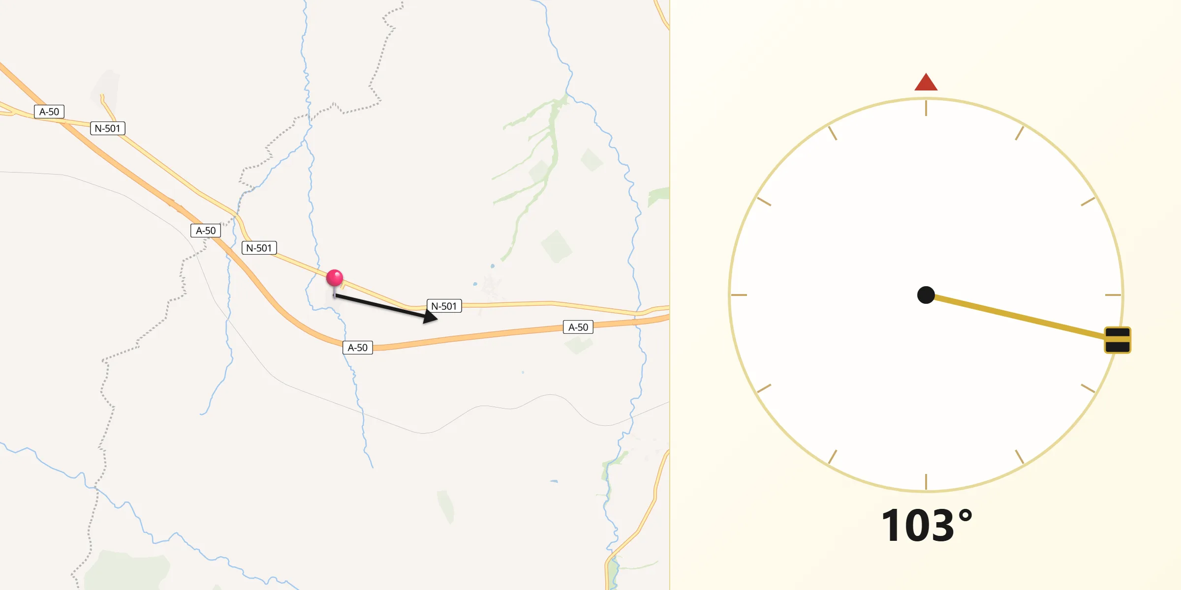 Dirección de la Qibla desde Gimialcón