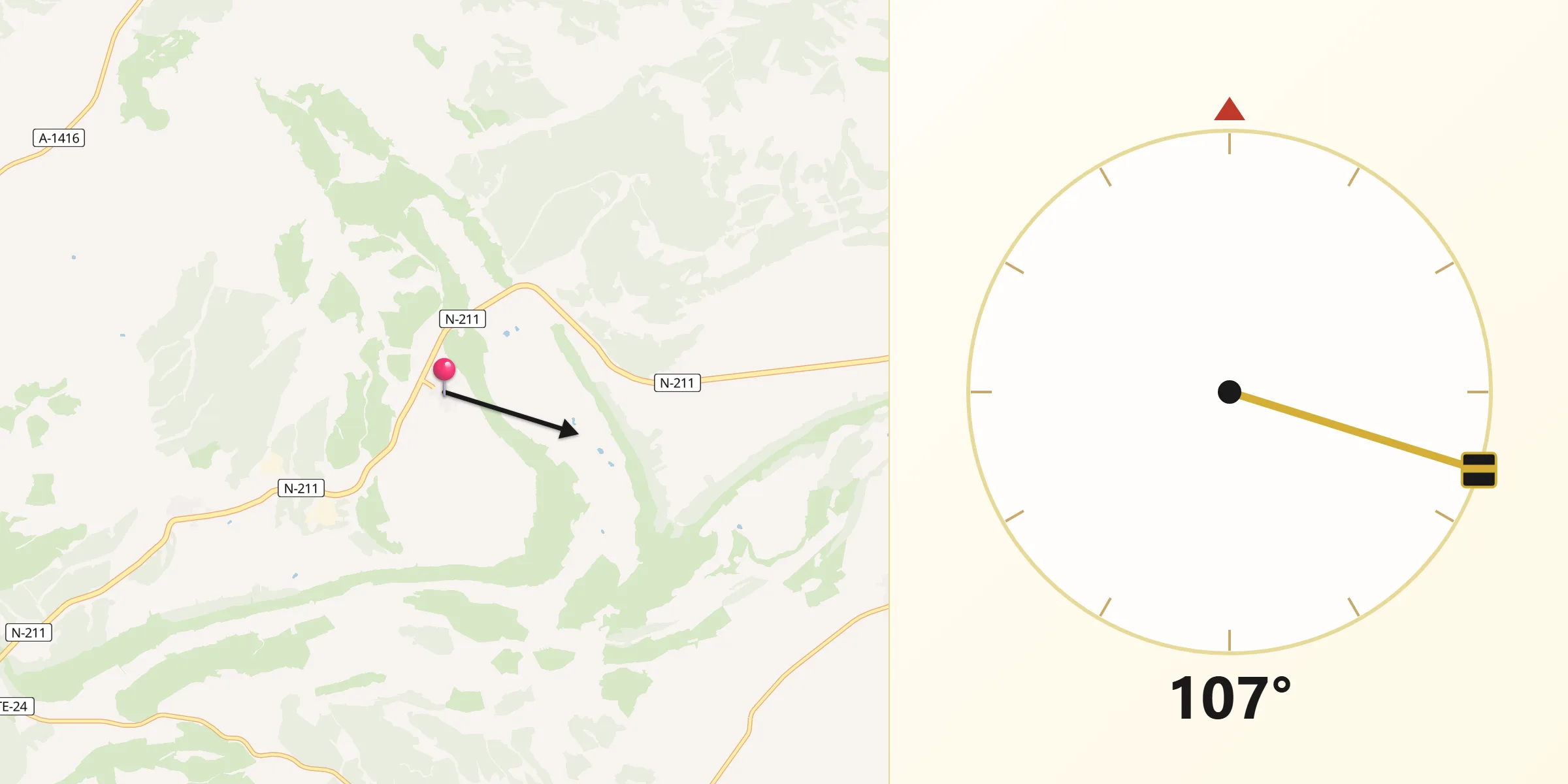 Dirección de la Qibla desde Olmos Los