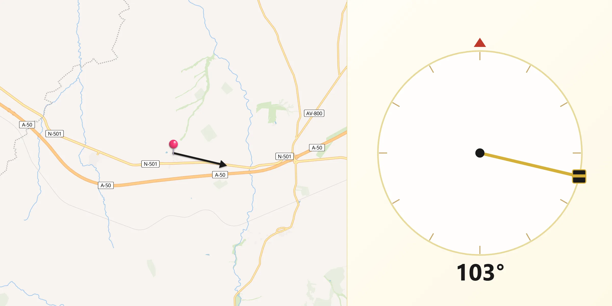 Dirección de la Qibla desde Salvadiós