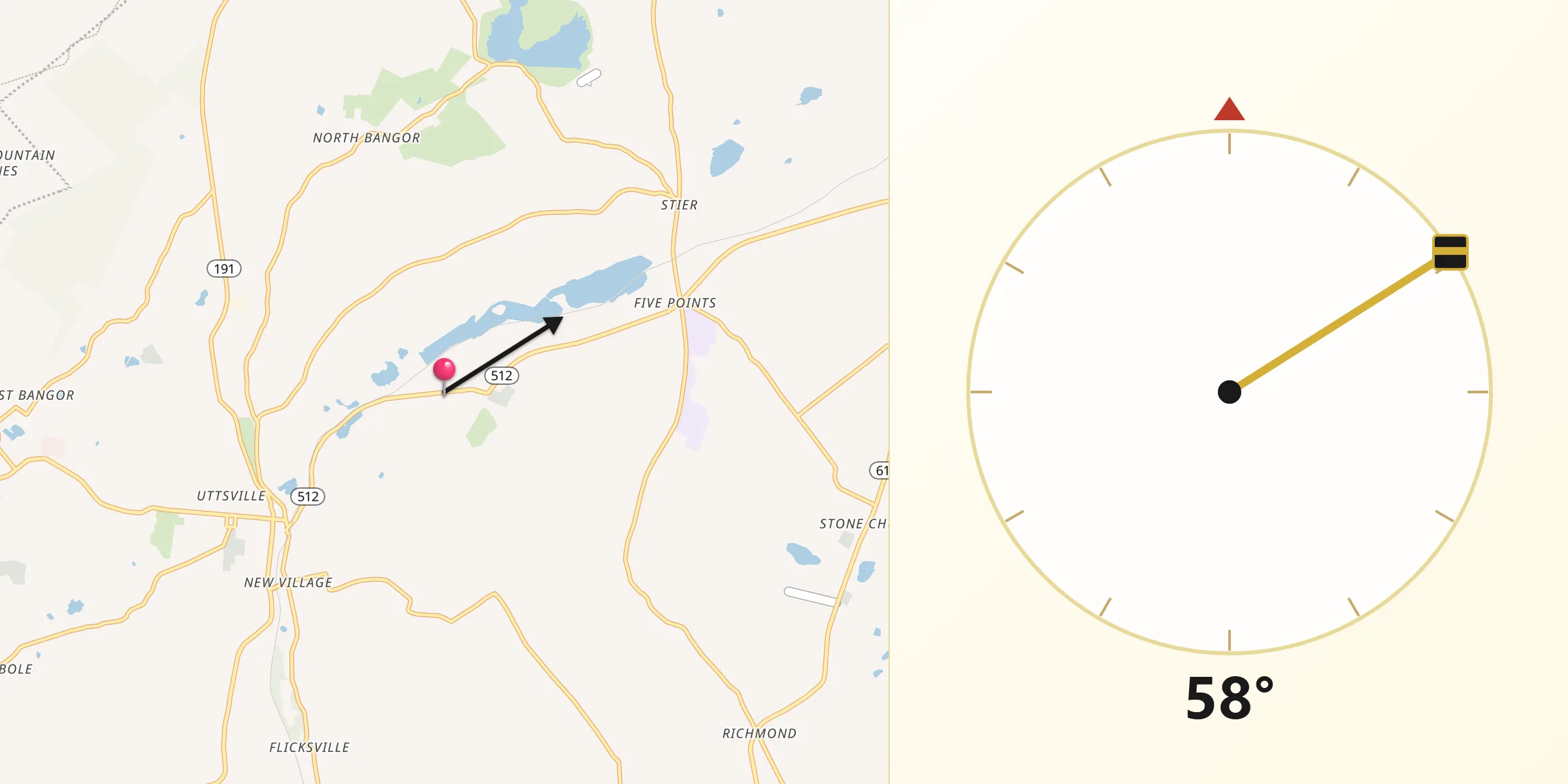 Qibla Direction from East Bangor