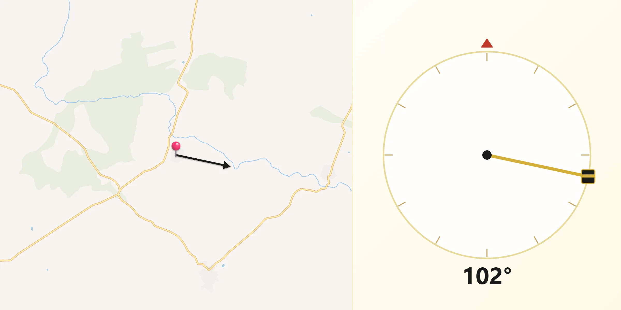 Dirección de la Qibla desde Olmedo de Camaces