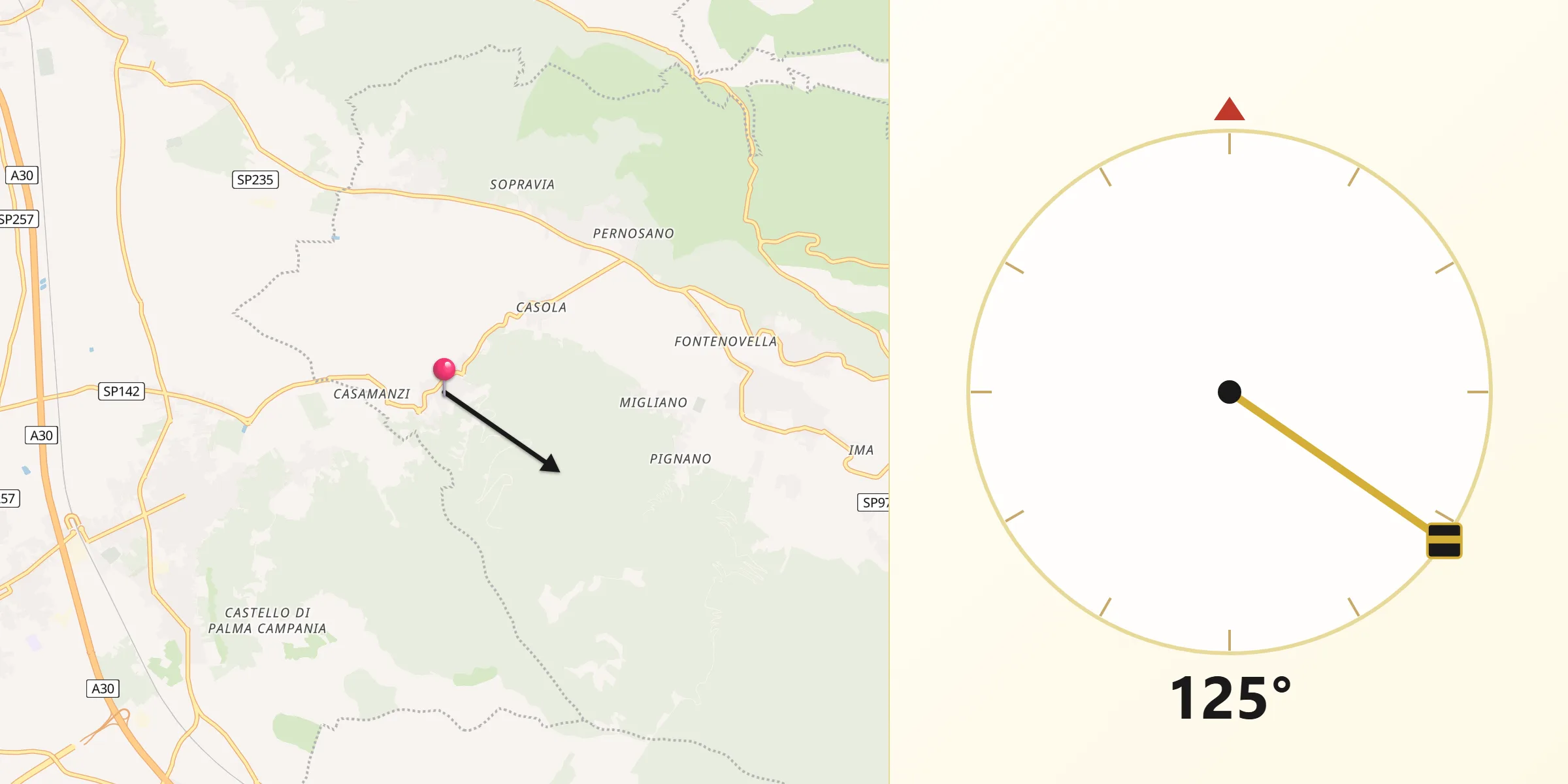 Direzione della Qibla da Domicella