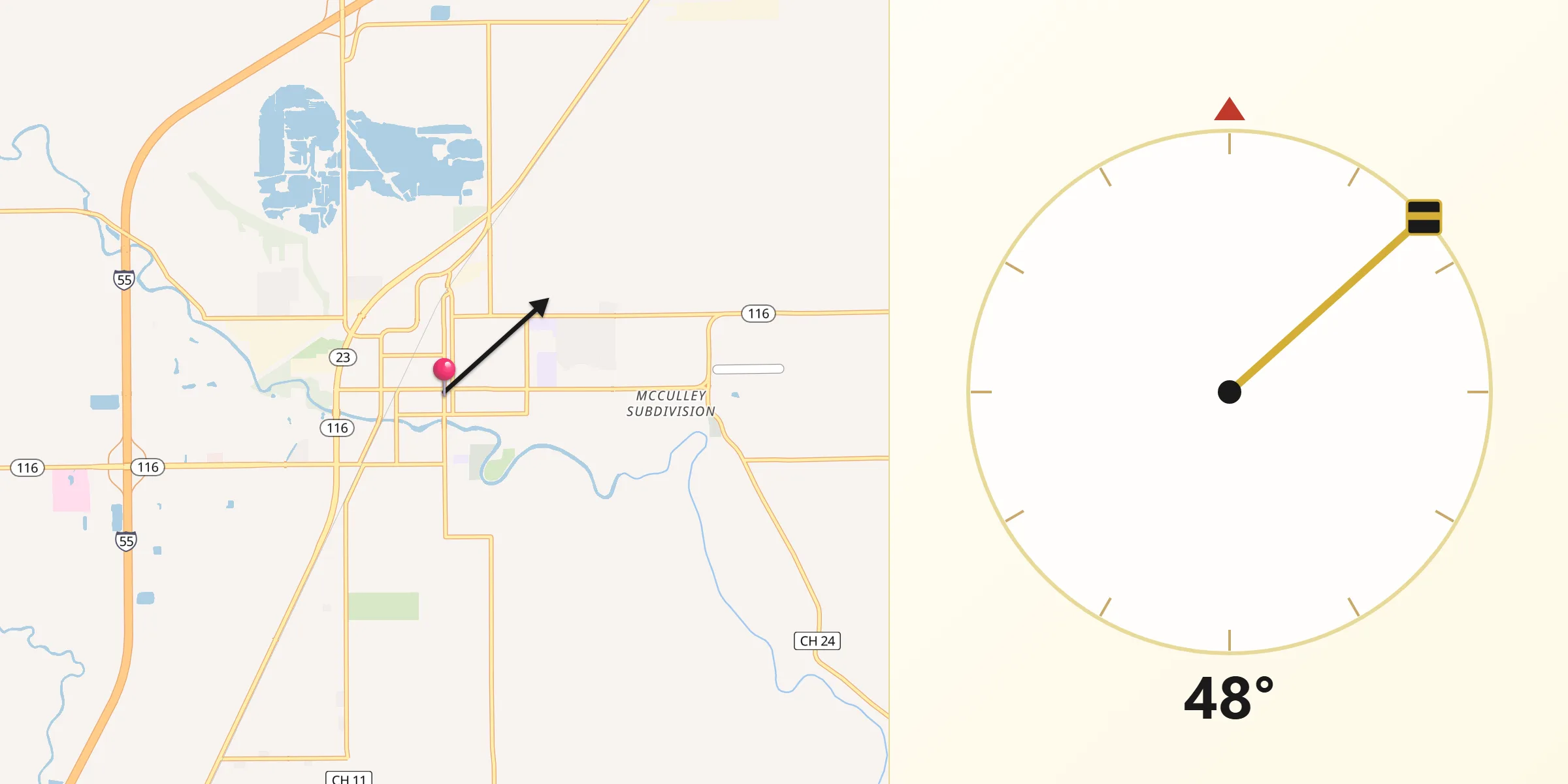Qibla Direction from Pontiac