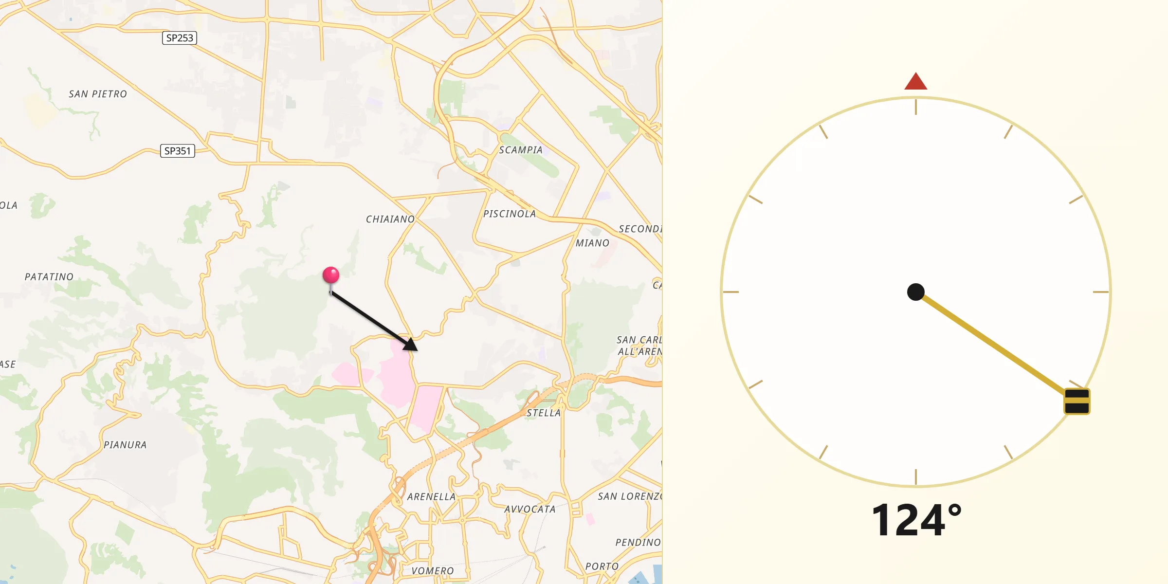 Direzione della Qibla da Chiaiano