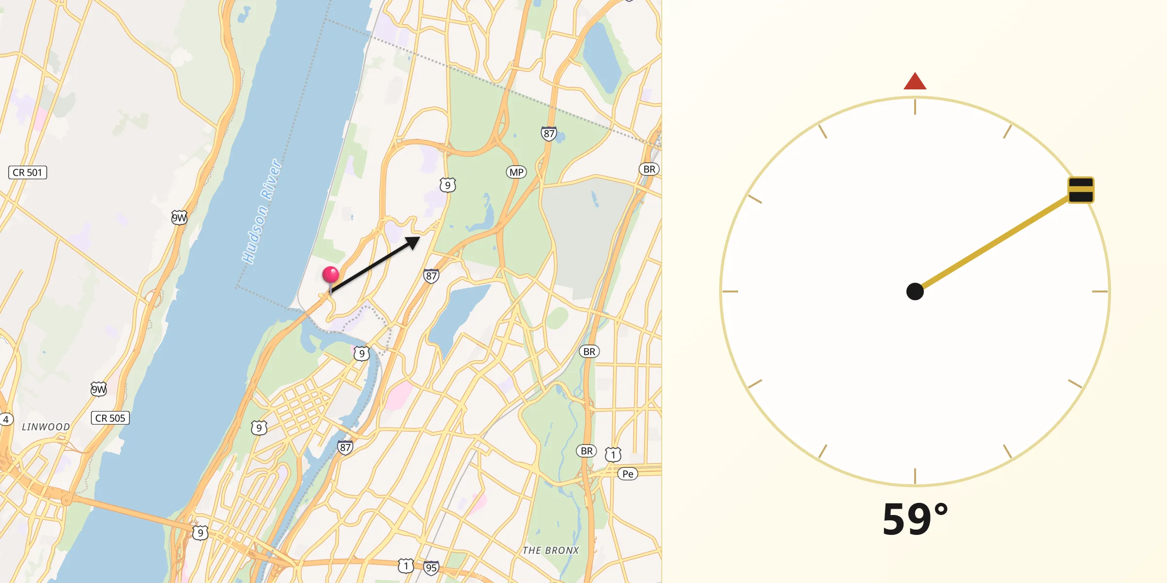 Qibla Direction from Spuyten Duyvil