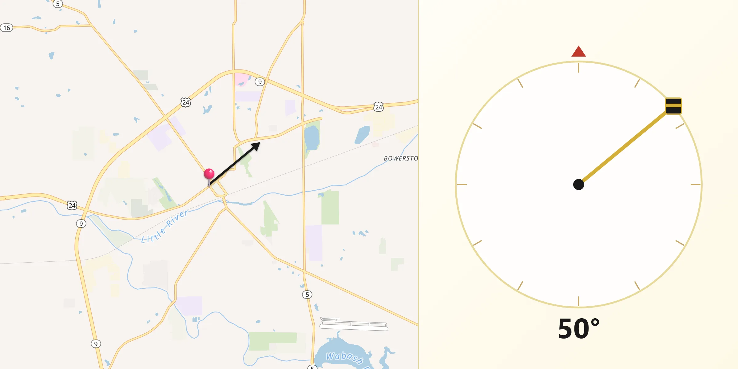 Qibla Direction from Huntington
